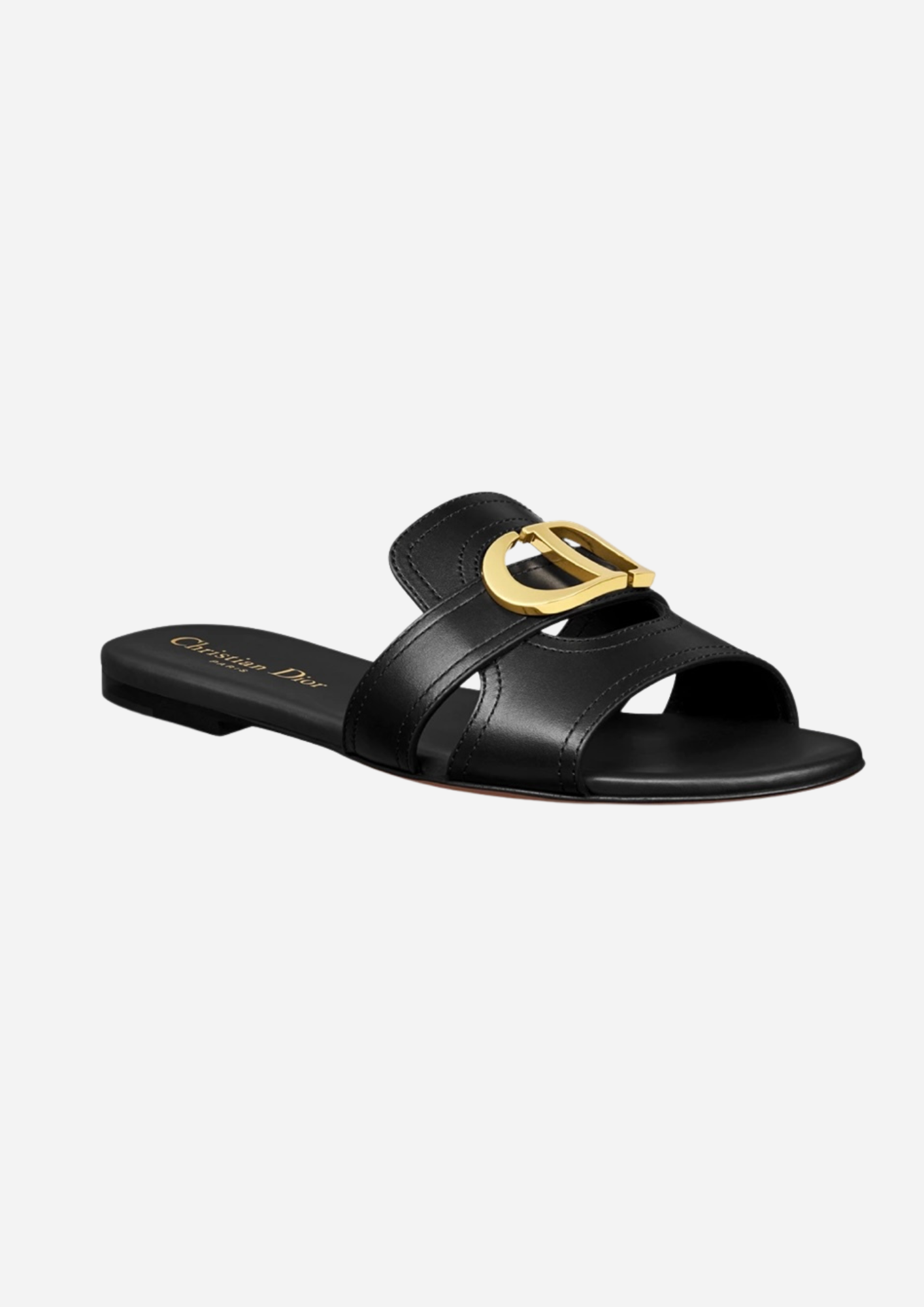 DIOR SANDAAL ZWART MET GOUDEN GESP
