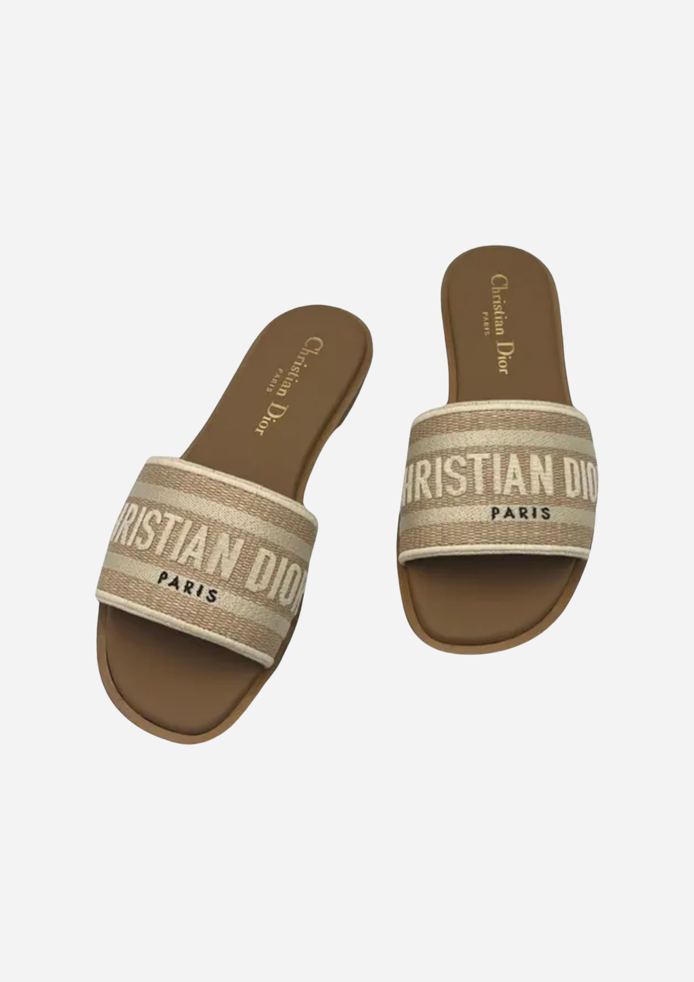 DIOR SANDAAL BEIGE MET BAND ''CHRISTIAN DIOR'' GOUDEN