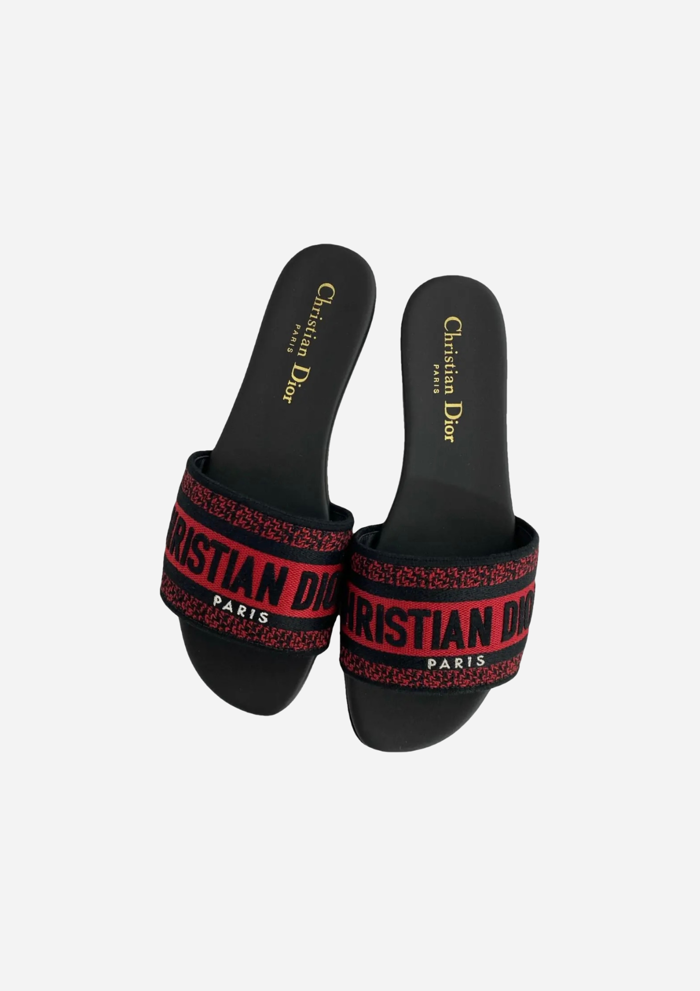 DIOR SANDAAL ZWART/ROOD MET BAND ''CHRISTIAN DIOR''