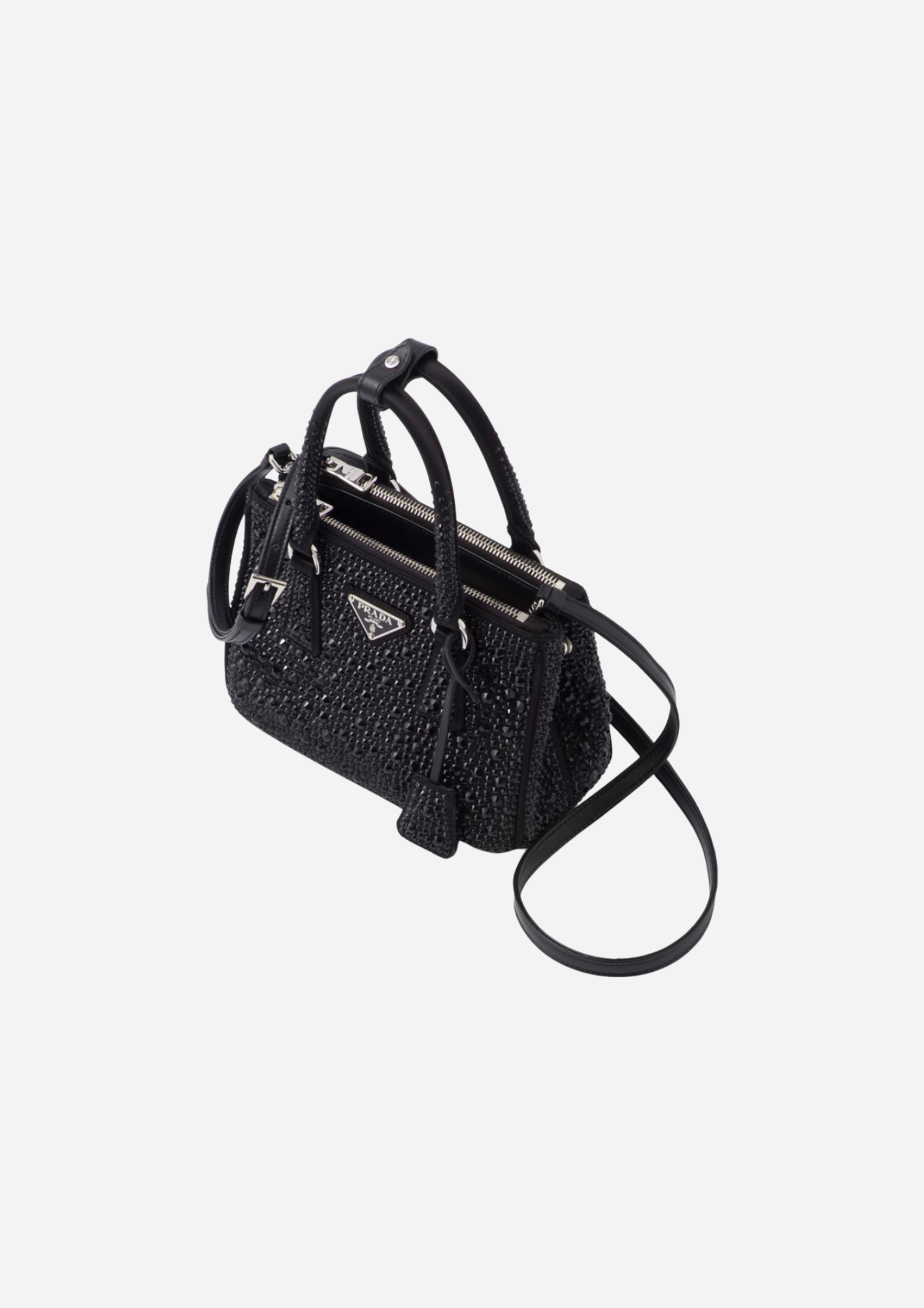 SAC PRADA GALLERIA MINI EN SATIN AVEC CRISTAUX NOIRS