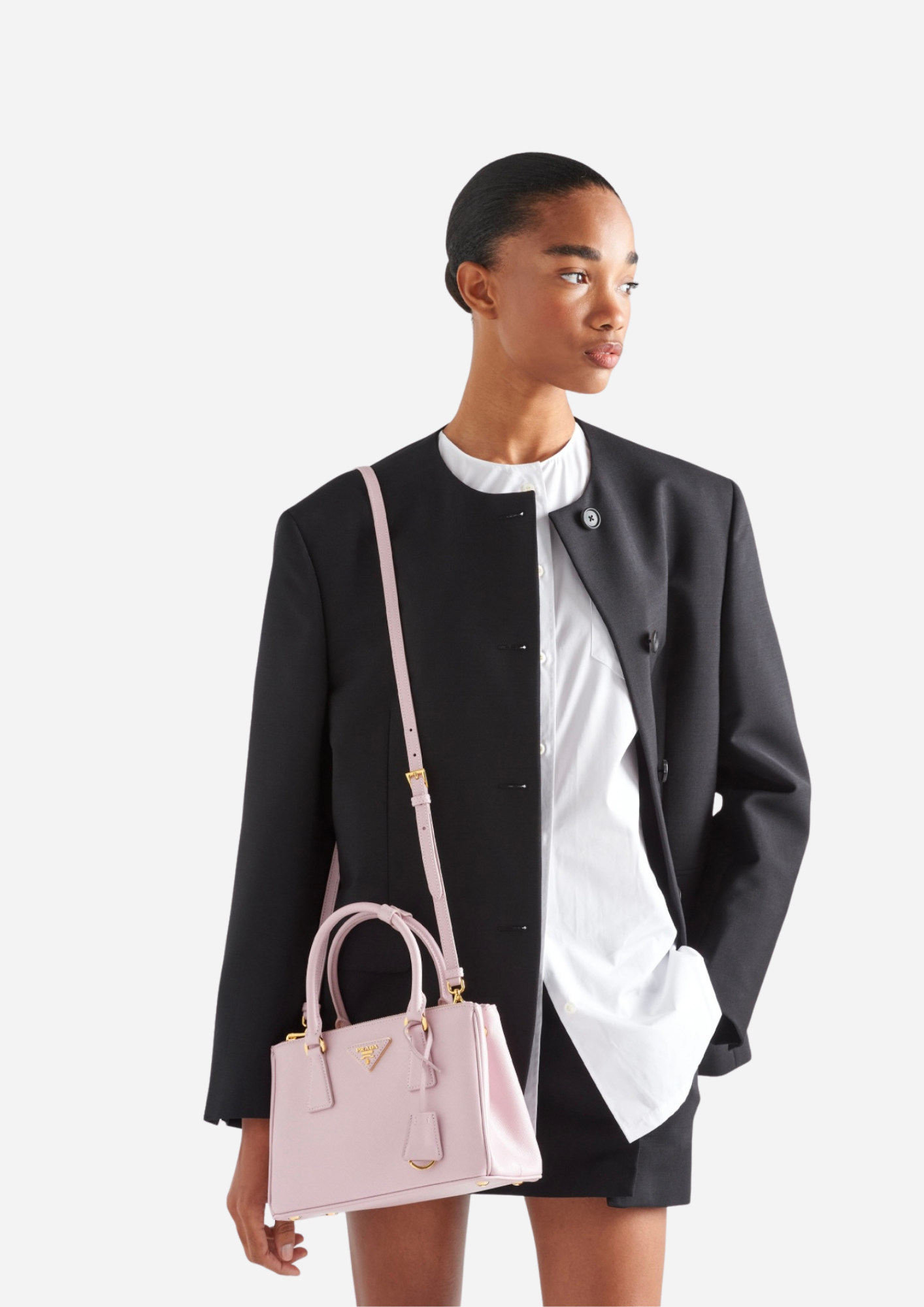 BOLSA PRADA GALLERIA PEQUEÑA EN SAFFIANO ALABASTRO