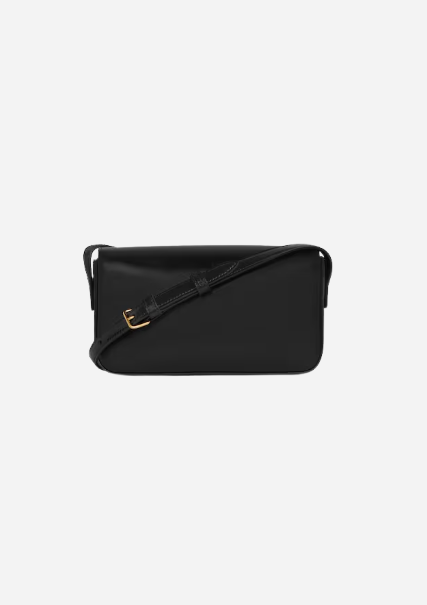 CELINE CLAUDE SHOULDER BAG IN BLACK GLOSSY CALF LEATHER