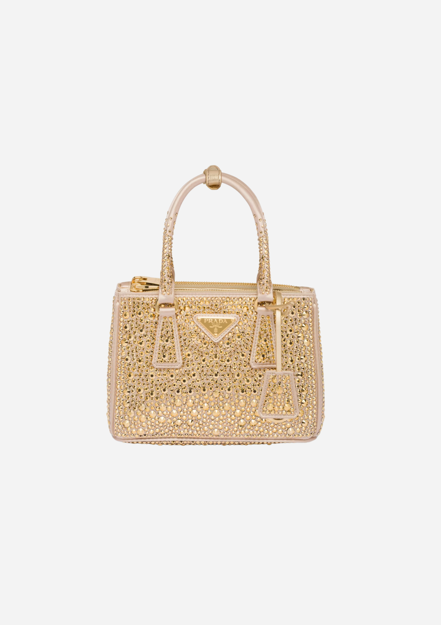 PRADA GALLERIA MINI BAG IN SATIN WITH PLATINUM CRYSTALS