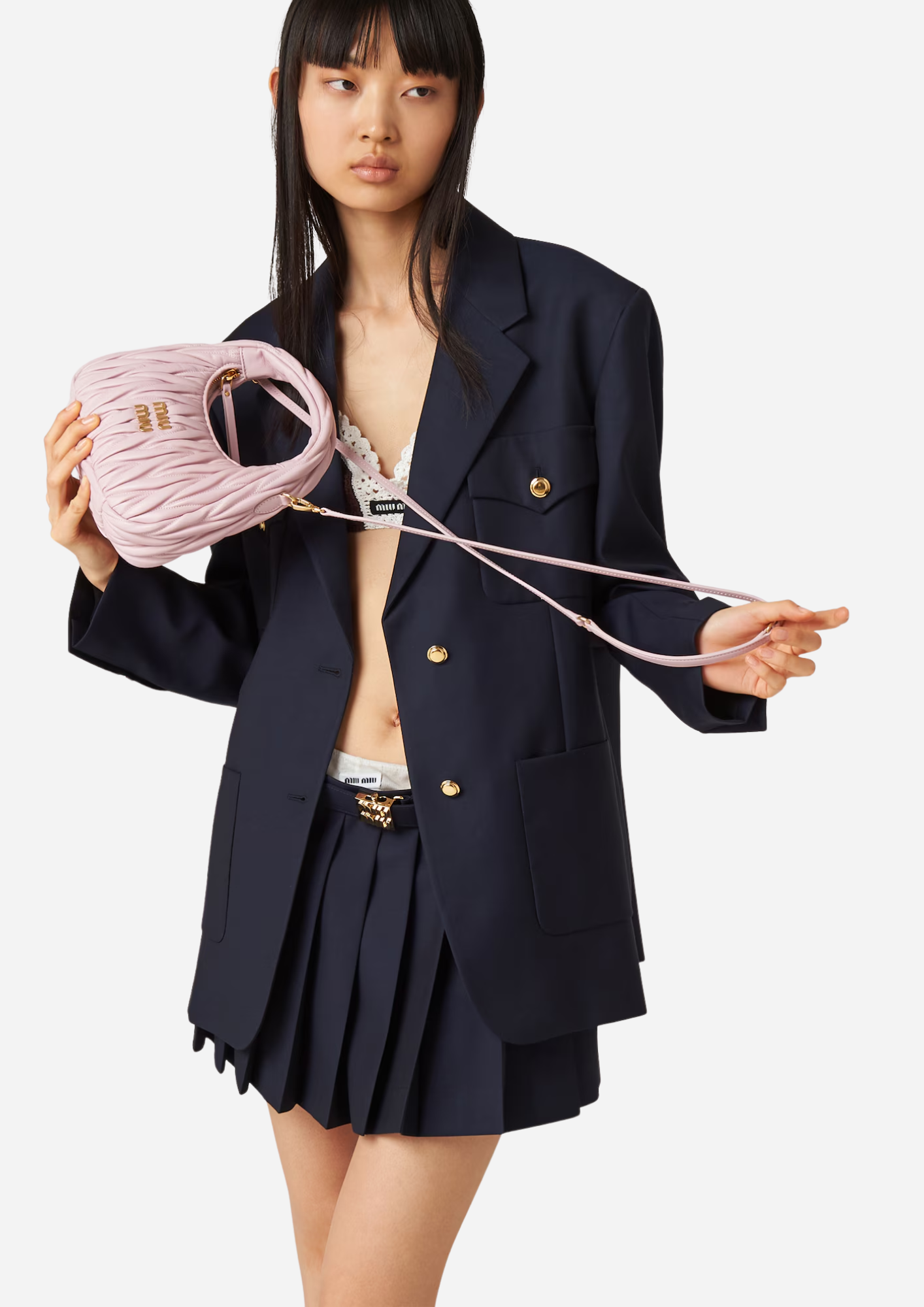 MIU MIU HOBO WANDER SMALL NAPPA MATELASSÉ ALABASTRO