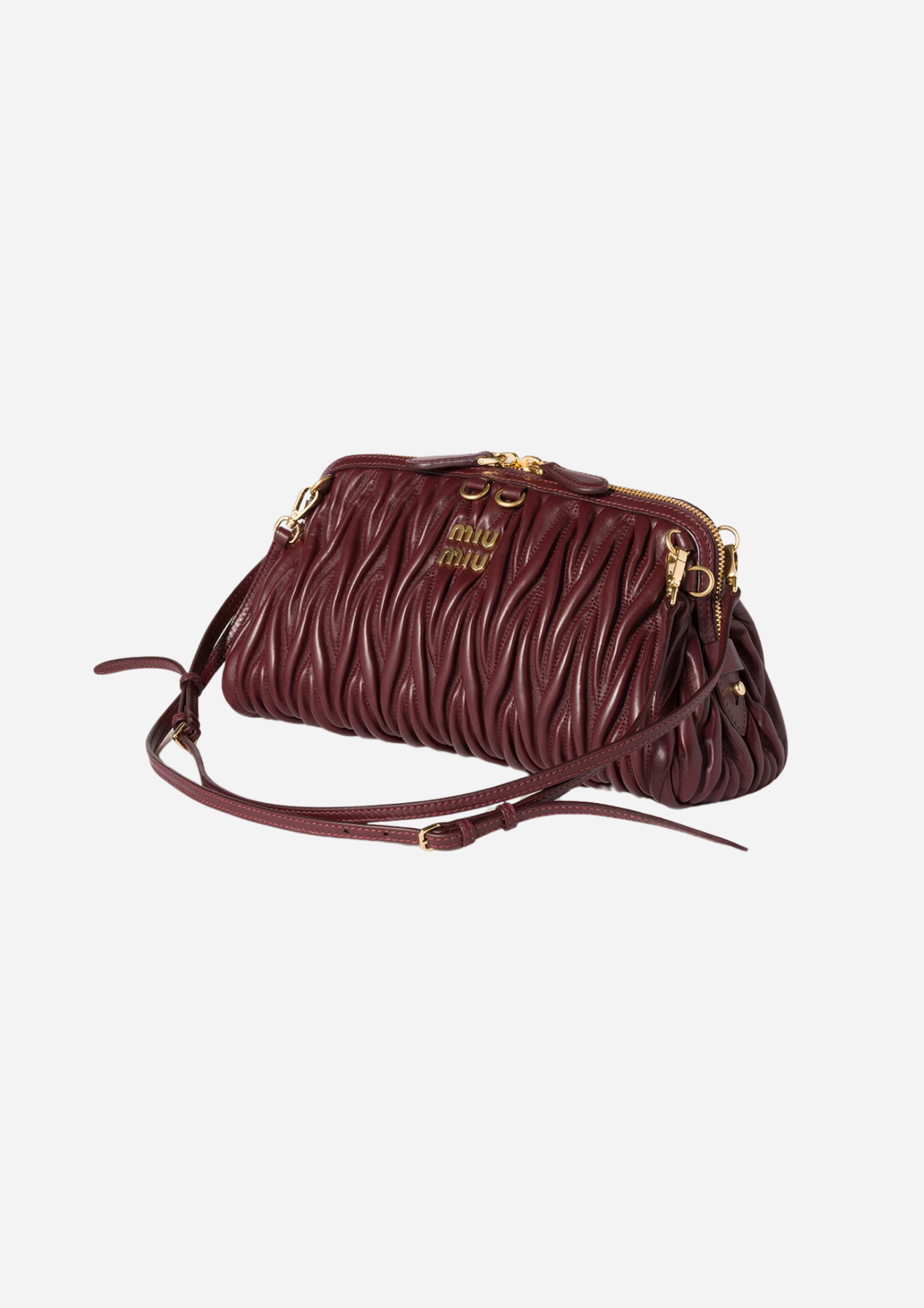 MIU MIU POCHETTE IN NAPPA MATELASSÉ BORDEAUX