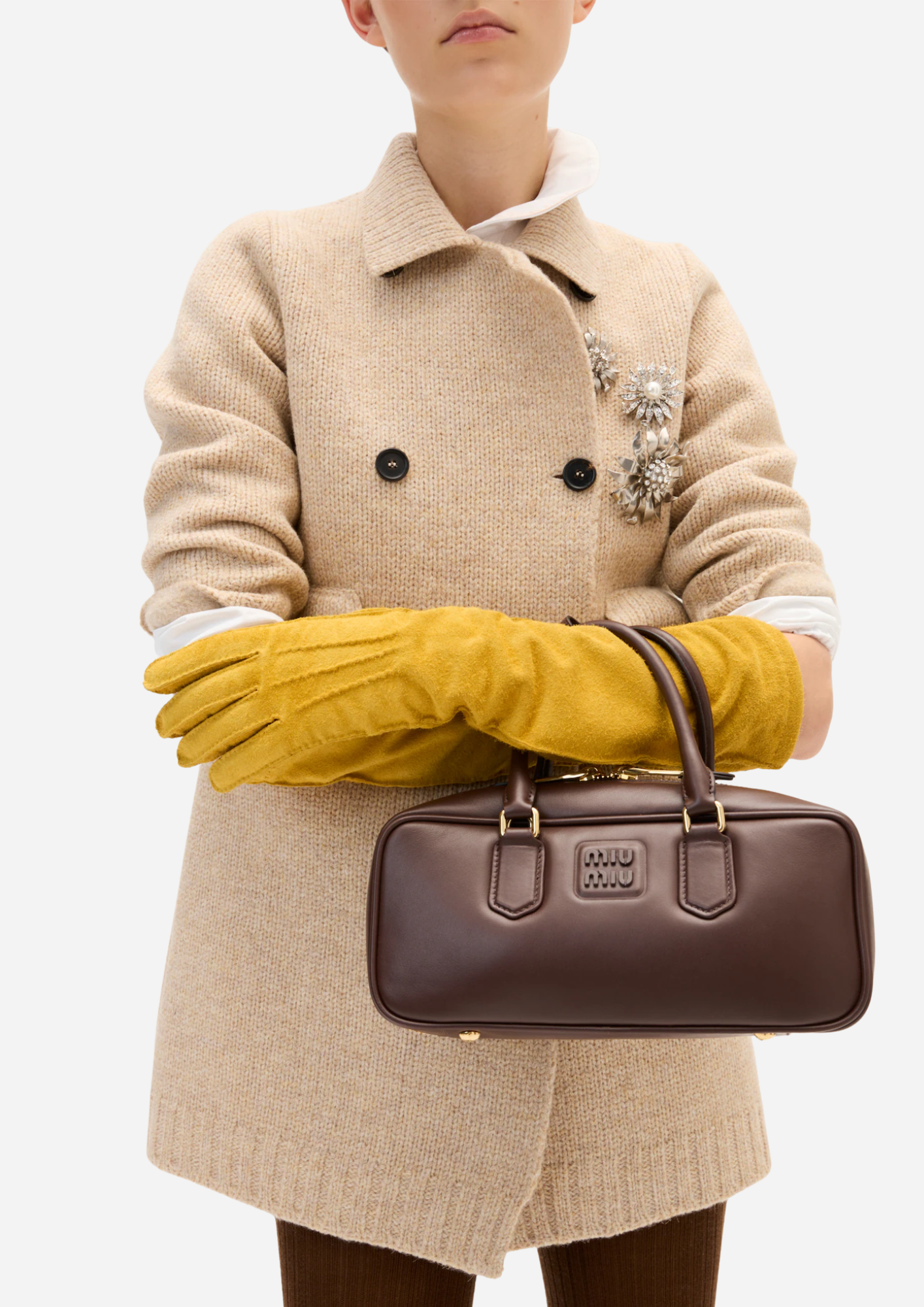 MIU MIU BORSA ARCADIE GROOT IN RADICA LEER