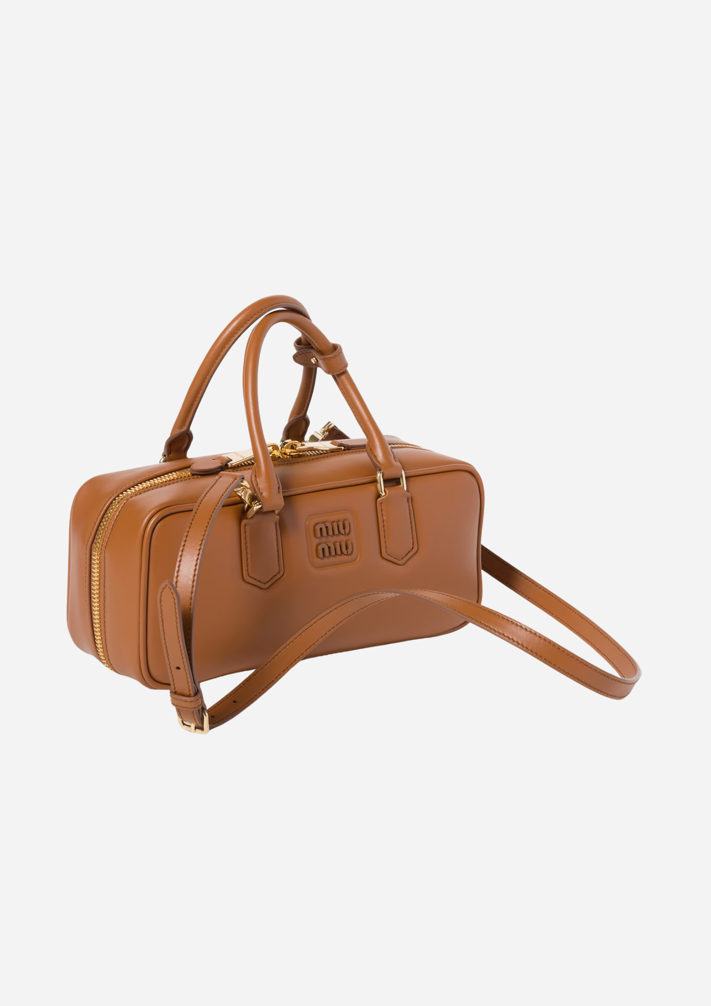 MIU MIU BORSA ARCADIE GROOT IN COGNACKALFSLEDER