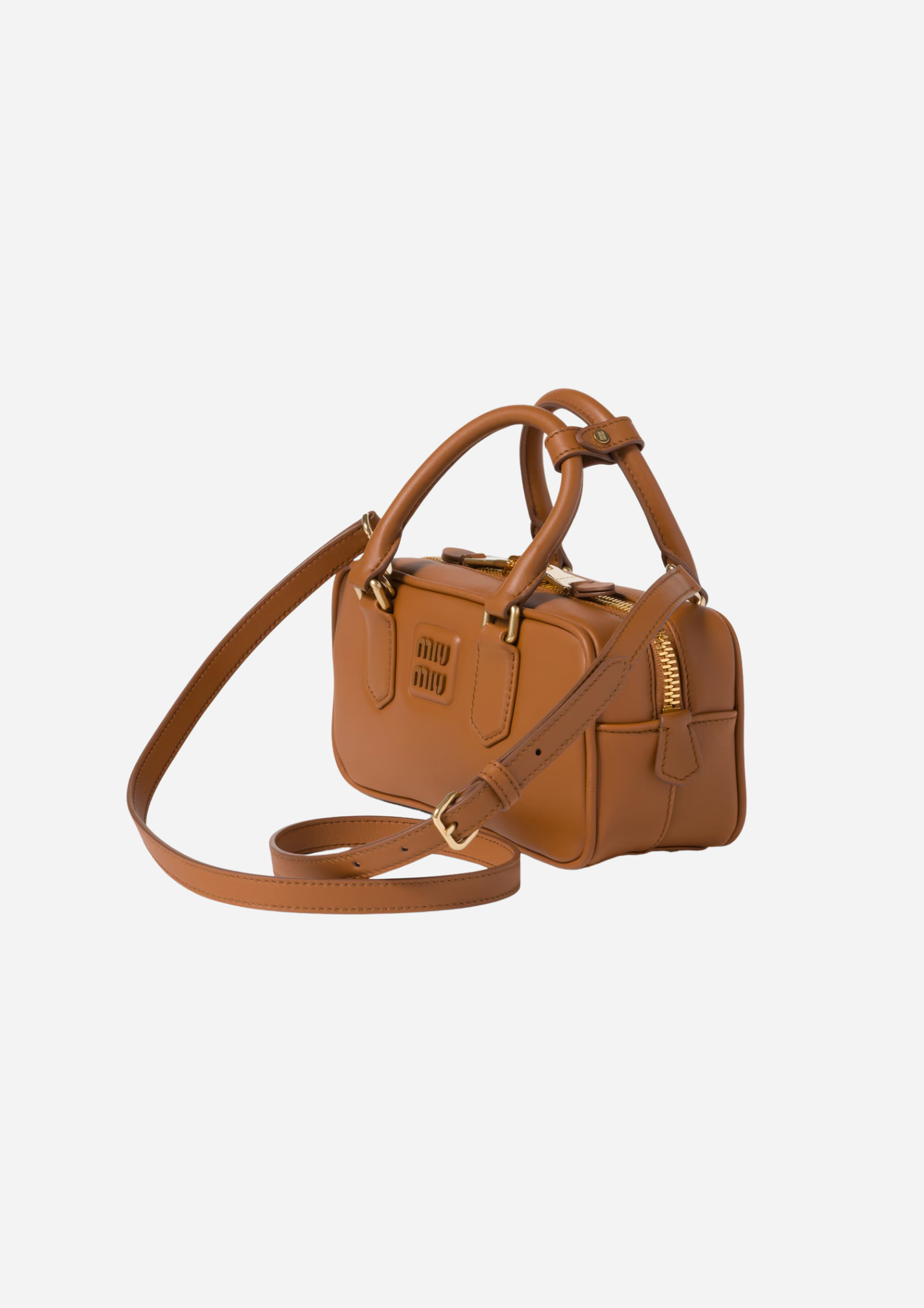 MIU MIU BORSA ARCADIE REGULAR VAN COGNACKLEER