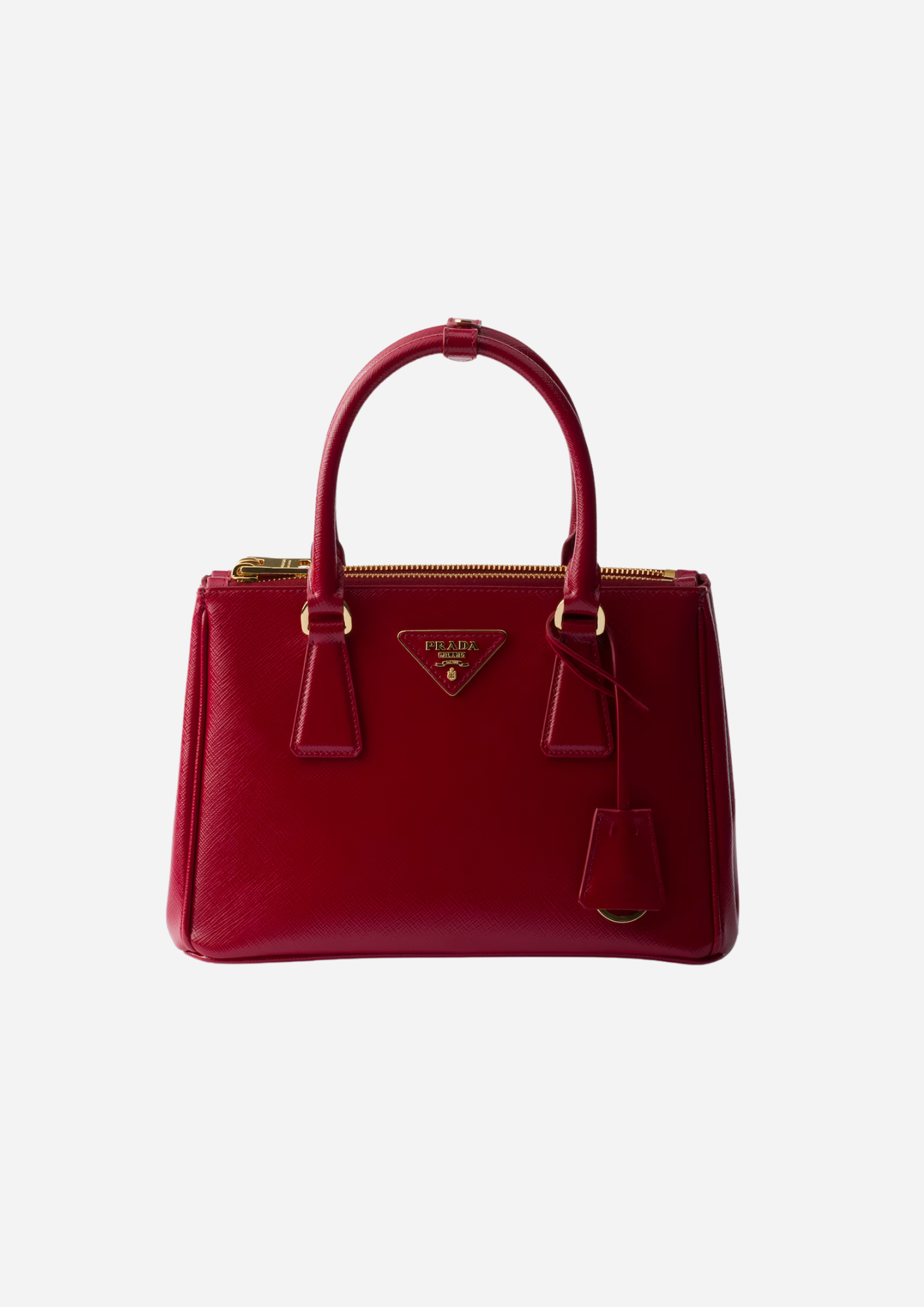 PRADA GALLERIA SMALL BAG IN SAFFIANO VERNICE CHERRY