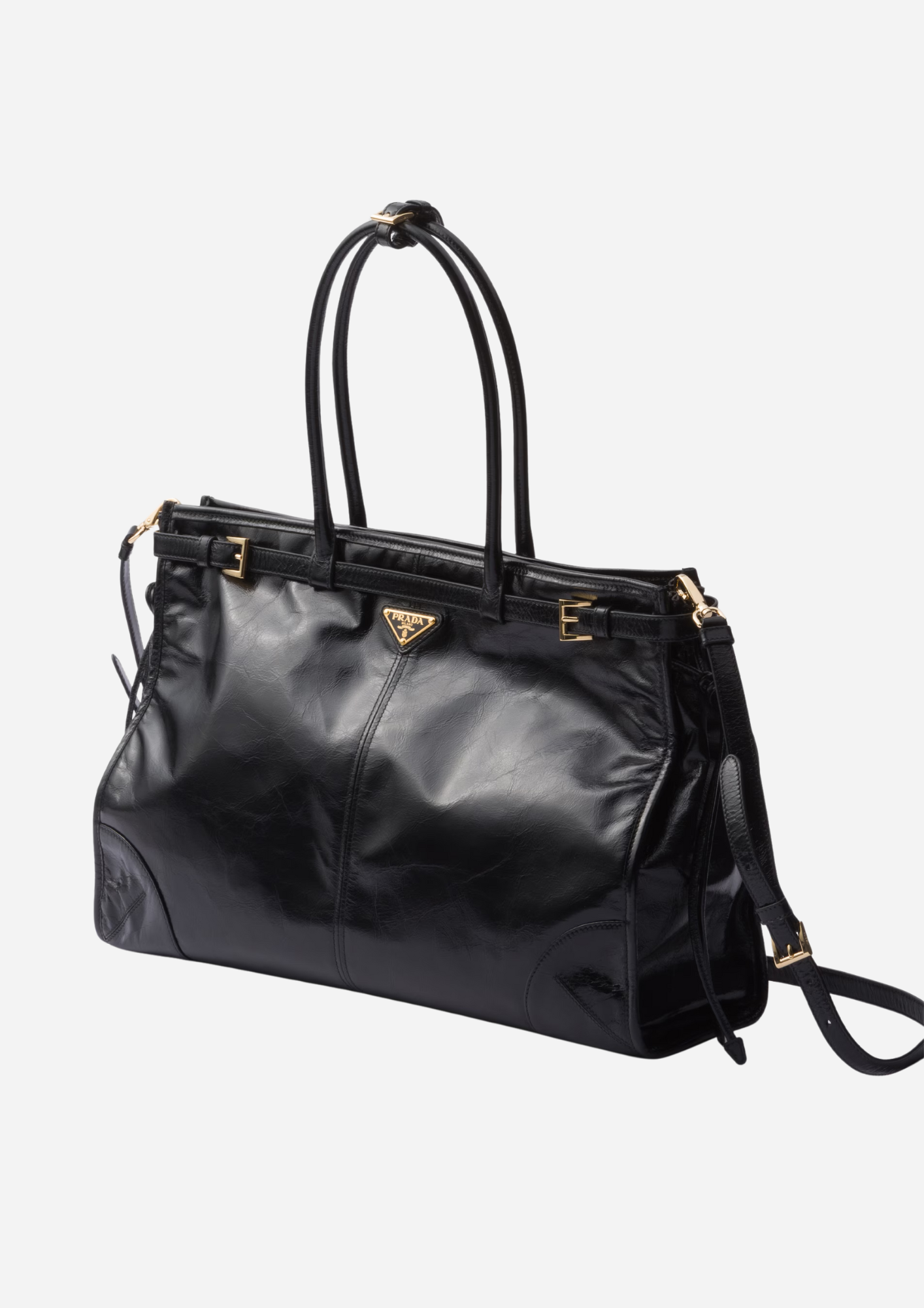 PRADA BONNIE X-LARGE HANDVÄSKA I SVART LÄDER