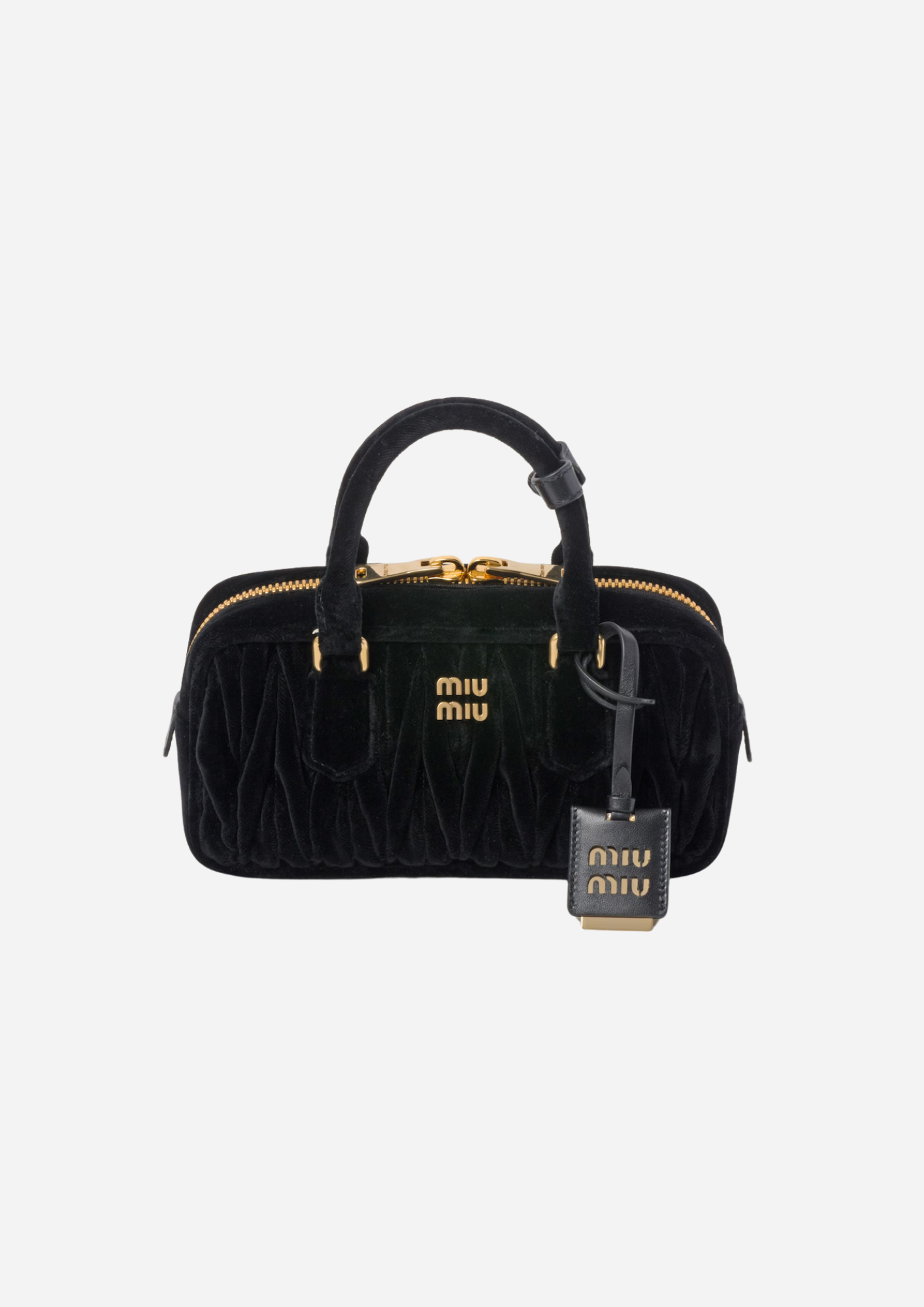 MIU MIU ARCADIE-LAUKKU MUSTASTA PÄÄLLYSTETYSTÄ SAMETISTA