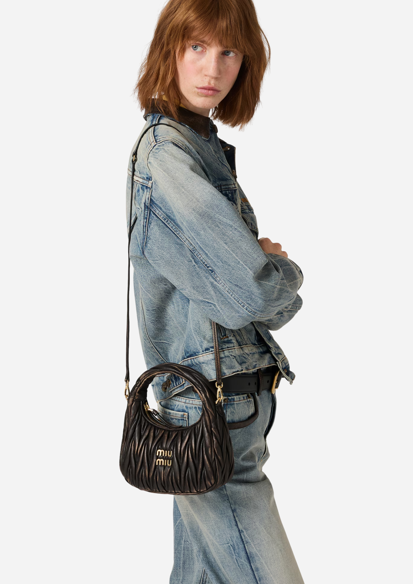 MIU MIU HOBO WANDER SMALL NAPPA MATELASSÉ CAFFÈ