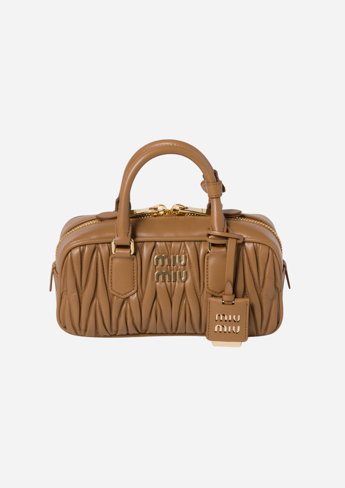 MIU MIU BORSA ARCADIE IN NAPPA MATELASSÉ REGULAR CARAMEL