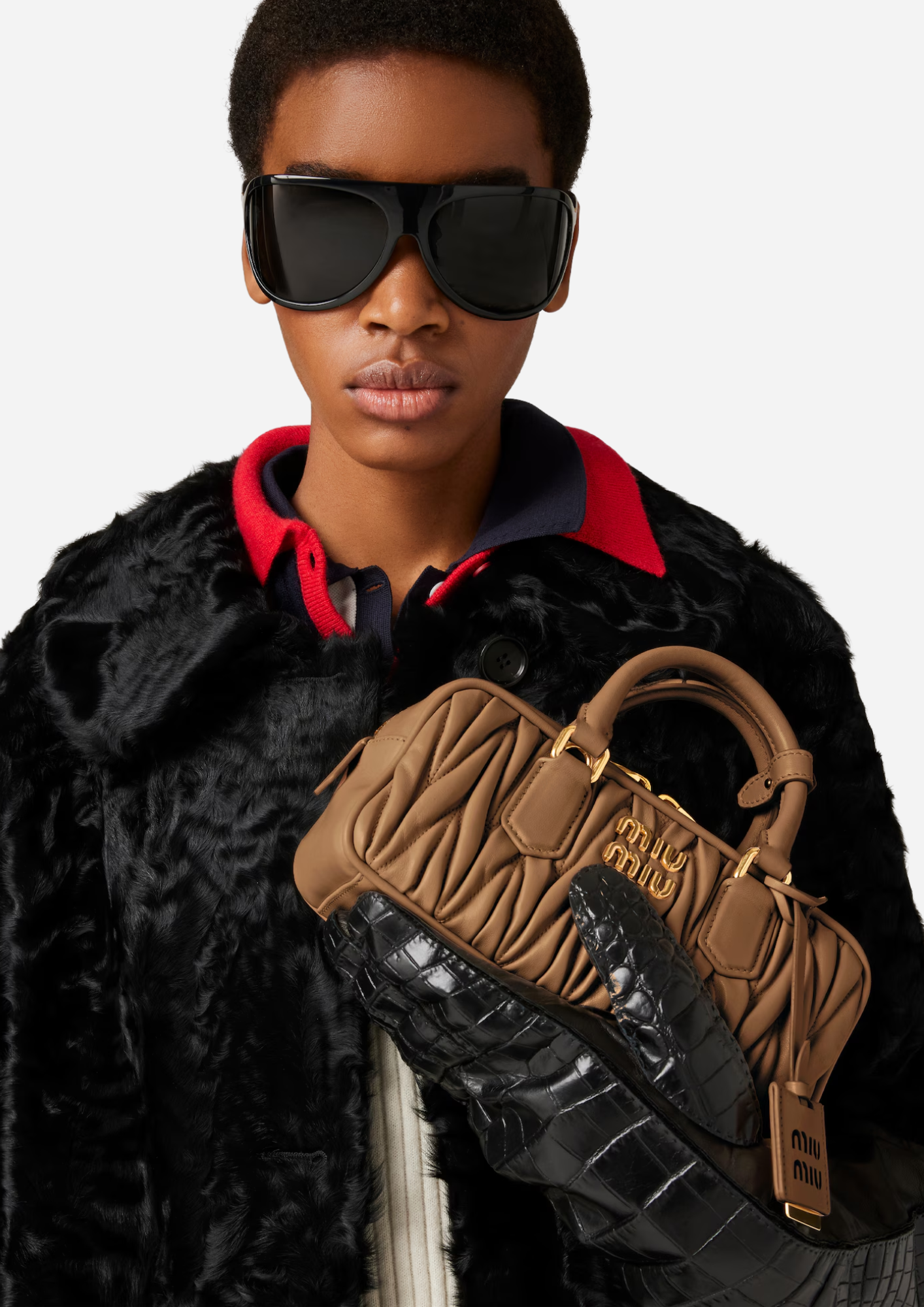 MIU MIU BORSA ARCADIE IN NAPPA MATELASSÉ REGULAR CARAMEL