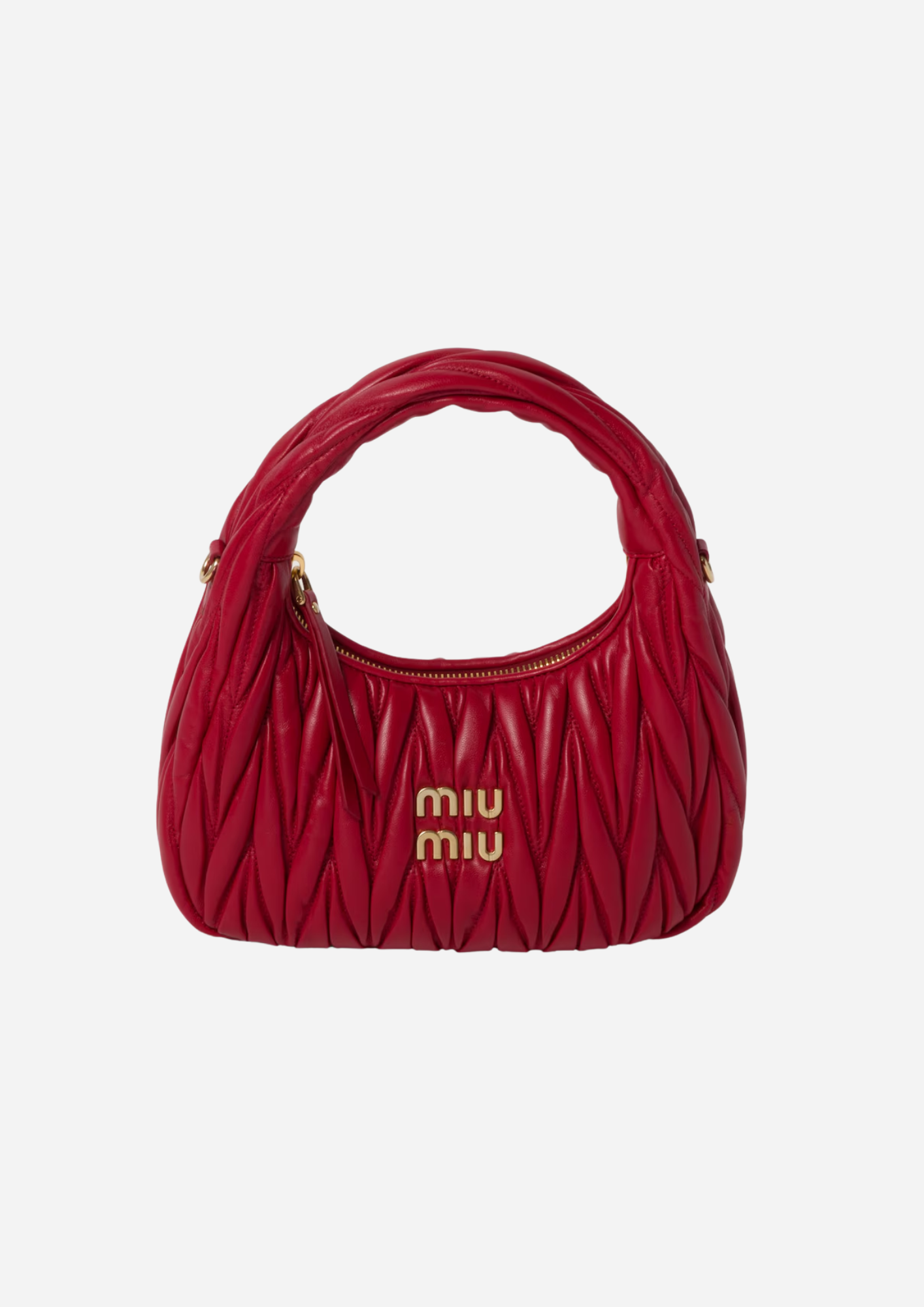MIU MIU BORSA HOBO SMALL WANDER IN NAPPA MATELASSÉ ROSSO