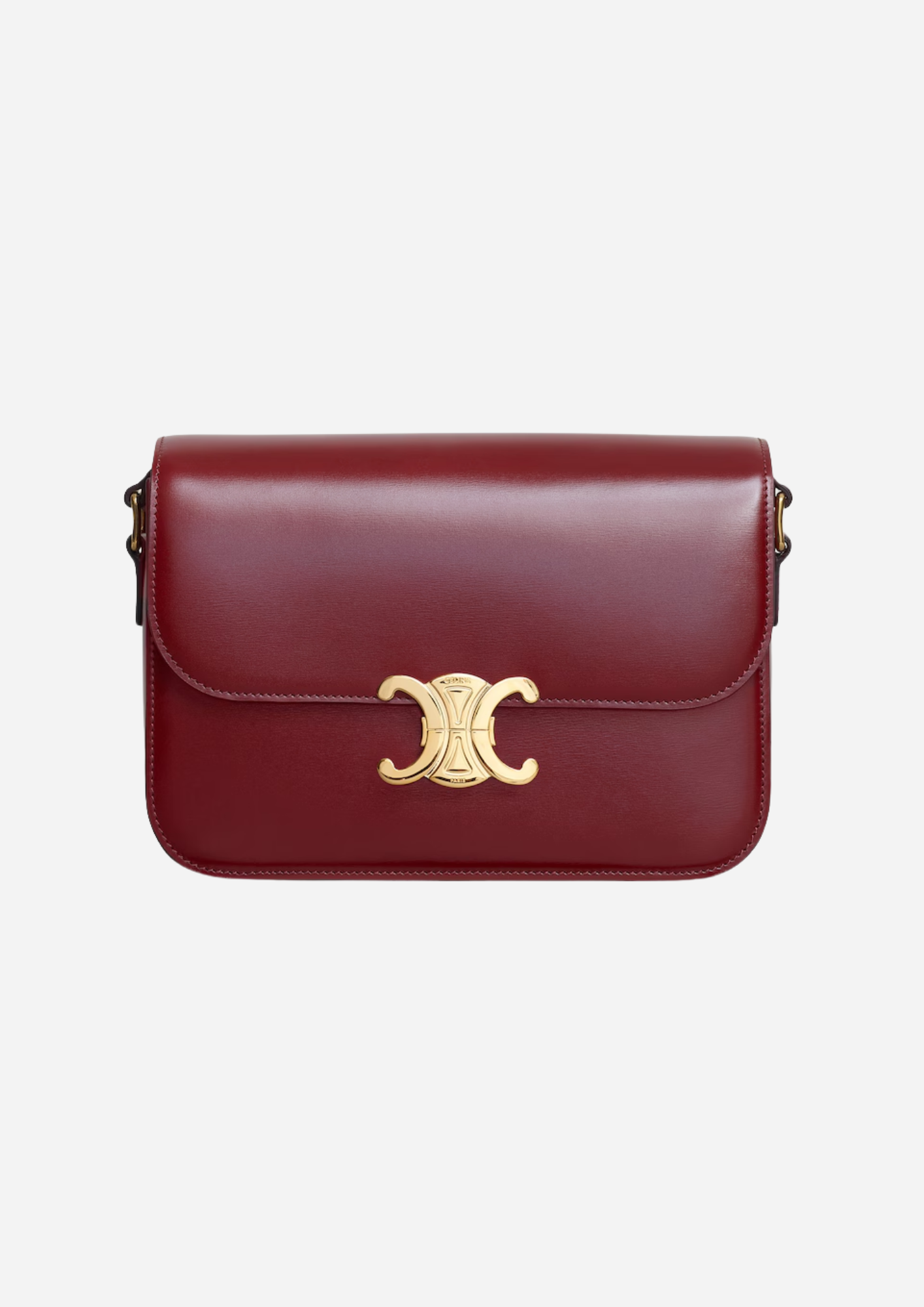 CELINE BORSA TRIOMPHE CLASSIQUE IN PELLE DI VITELLO LUCIDA BORDEAUX