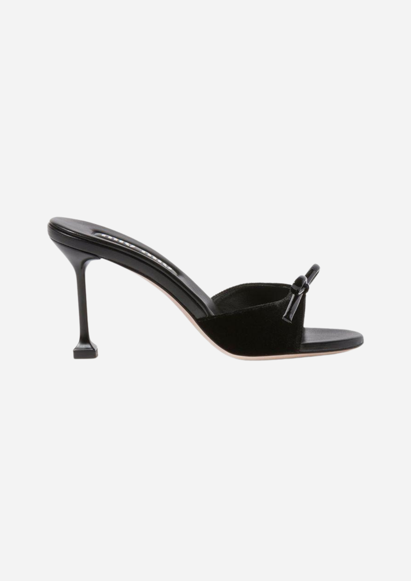 TACCHI MIU MIU VELVET HEELED MULES 85 BLACK