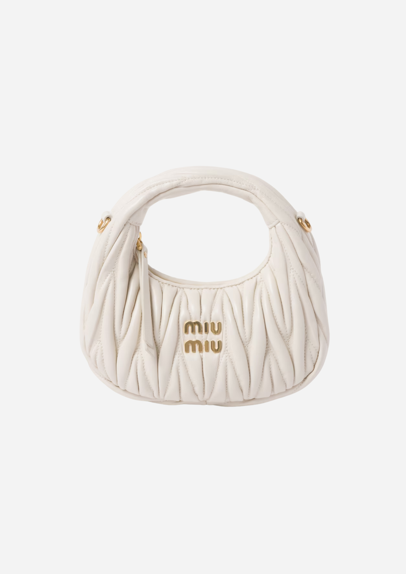 MIU MIU BORSA HOBO MINI WANDER IN NAPPA MATELASSÉ BIANCO