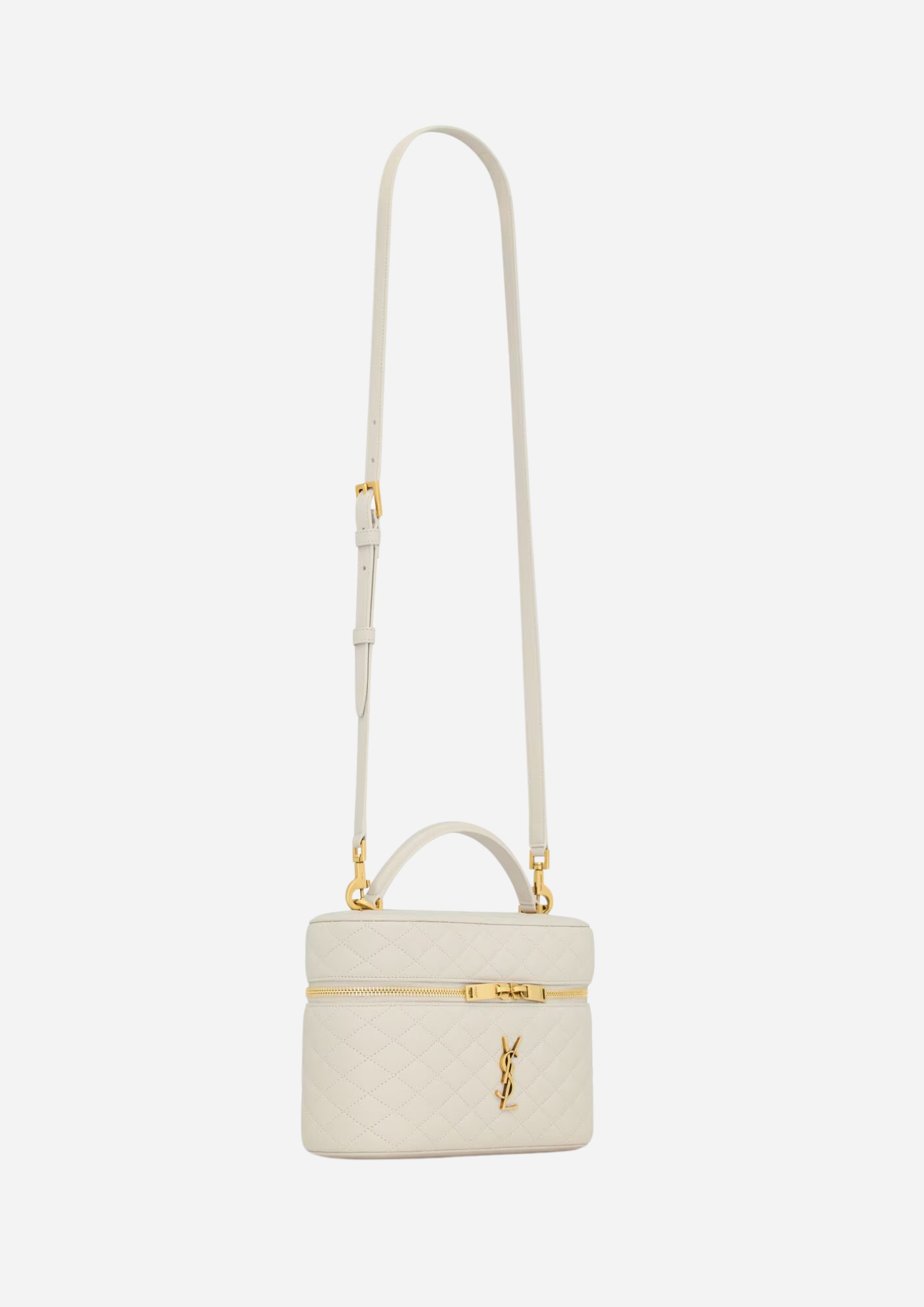 <tc>Saint Laurent</tc> Bolsa grande Gaby Vanity em pele de cordeiro branca