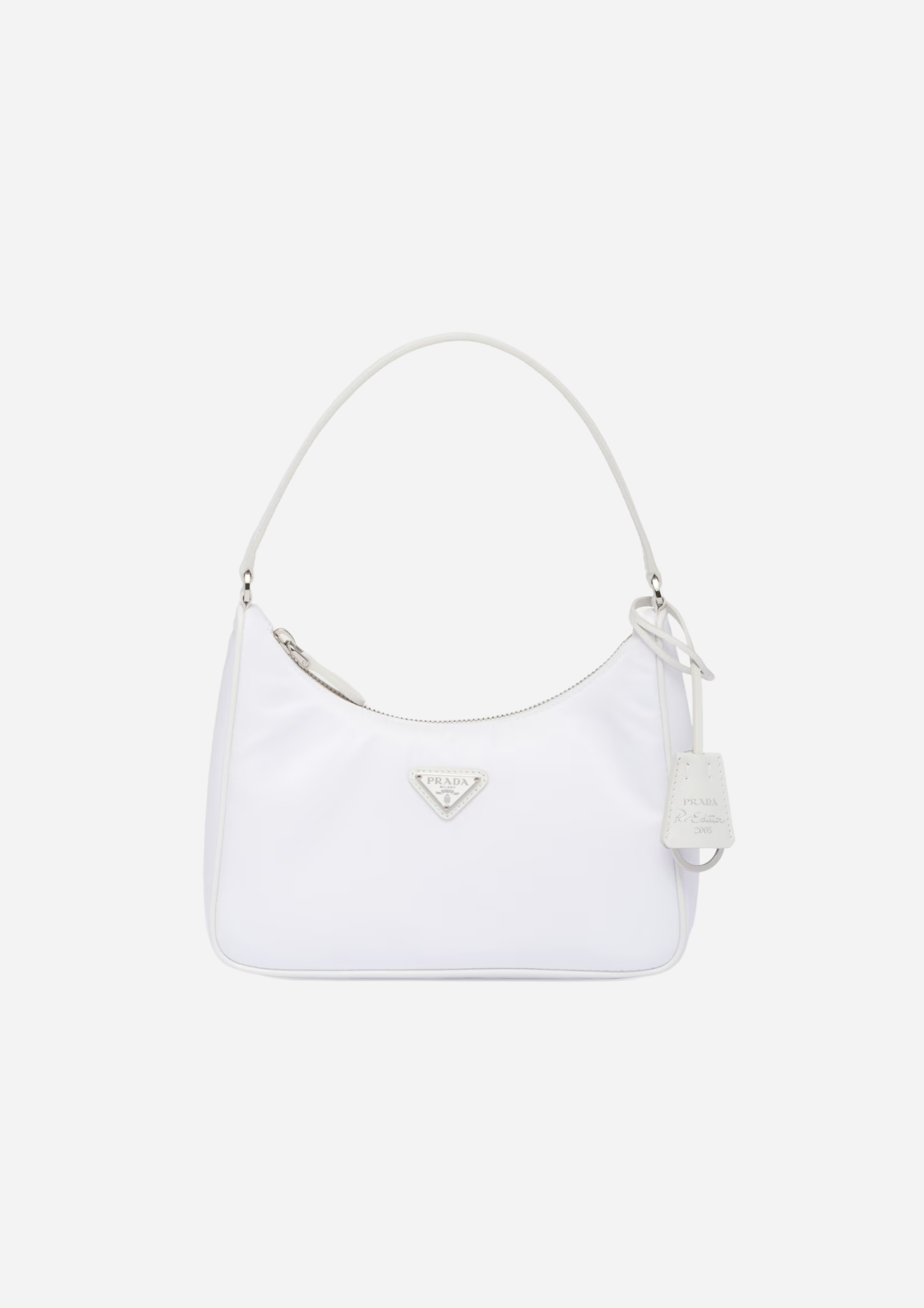 Prada Borsa Mini Re-Edition 2005 in Re-Nylon e Saffiano Bianca