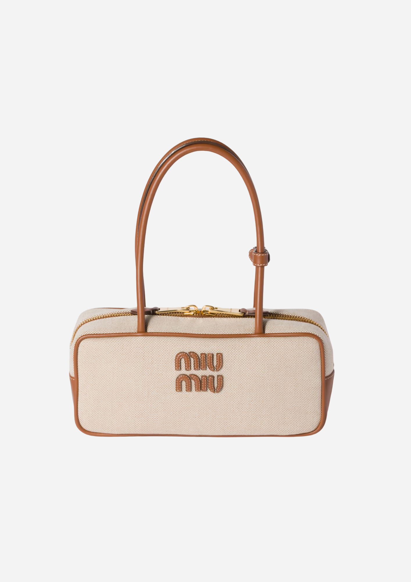 Miu Miu Borsa Beau Small in Canvas e Pelle Beige