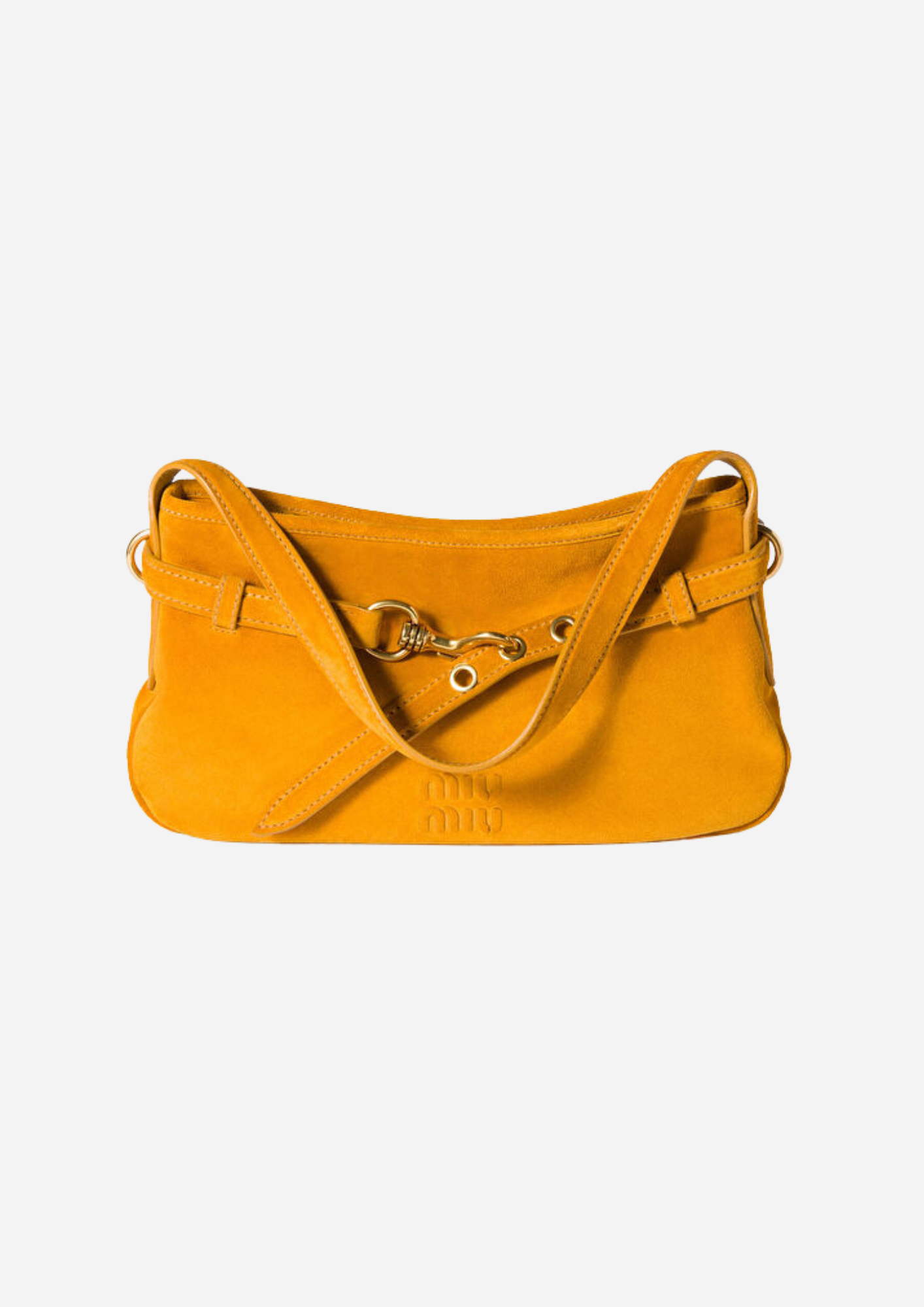 Miu Miu Aventure Bag Whiskey in Camoscio con Dettagli Oro