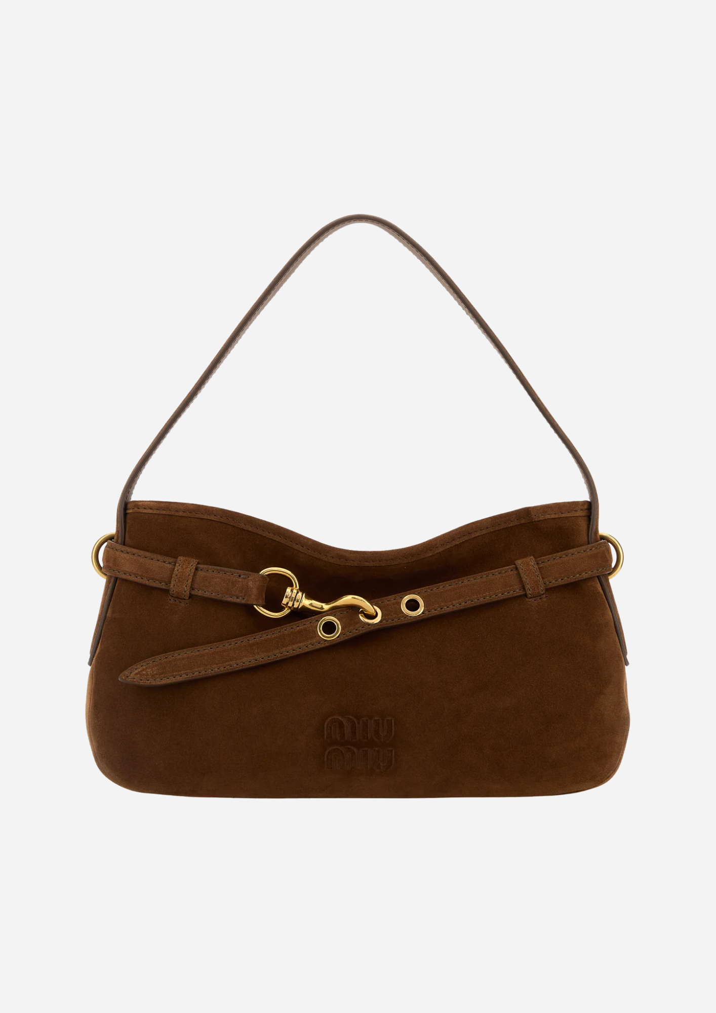 Miu Miu Borsa A Spalla Aventure Marrone in Pelle Scamosciata