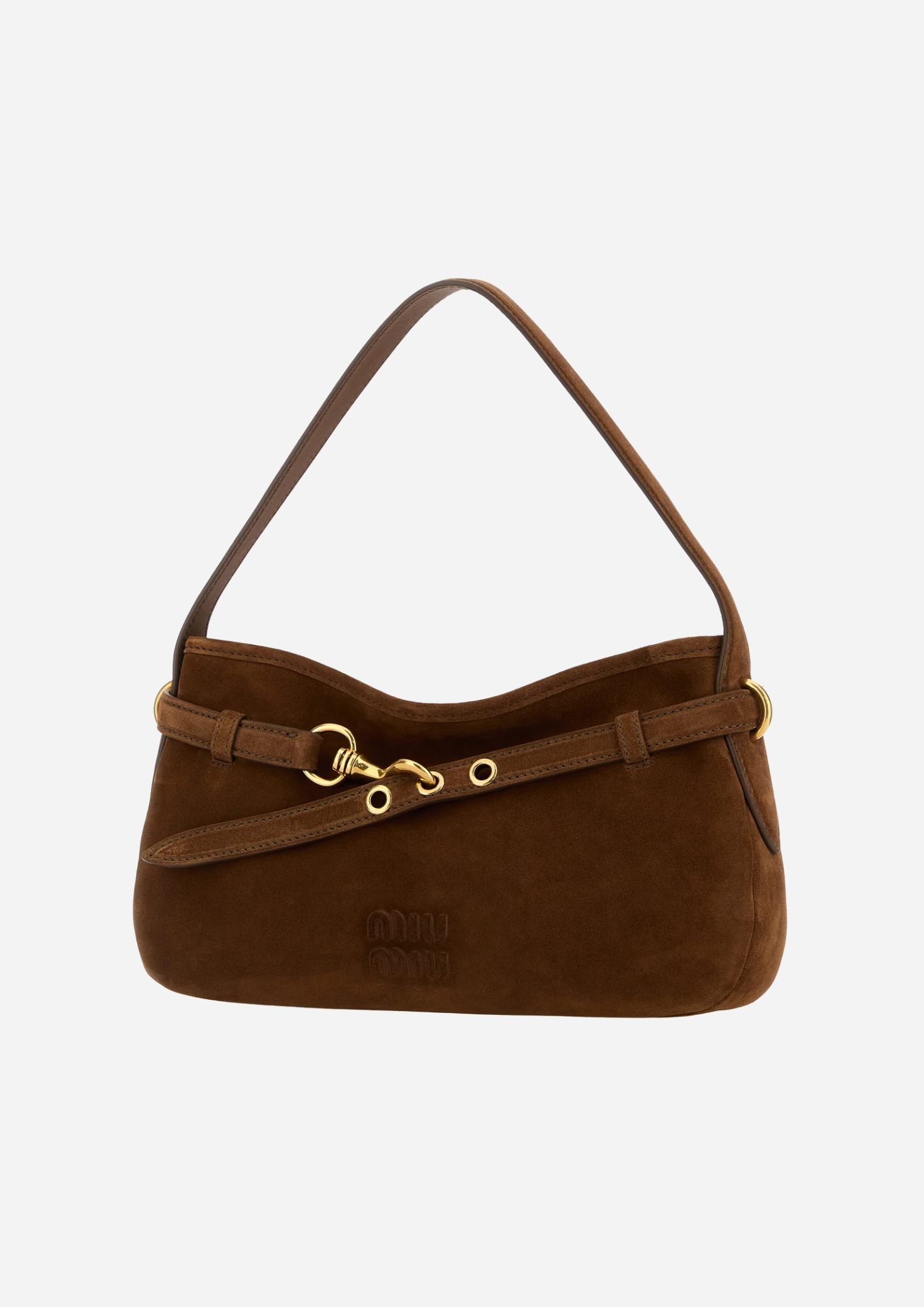 Miu Miu Borsa A Spalla Aventure Marrone in Pelle Scamosciata
