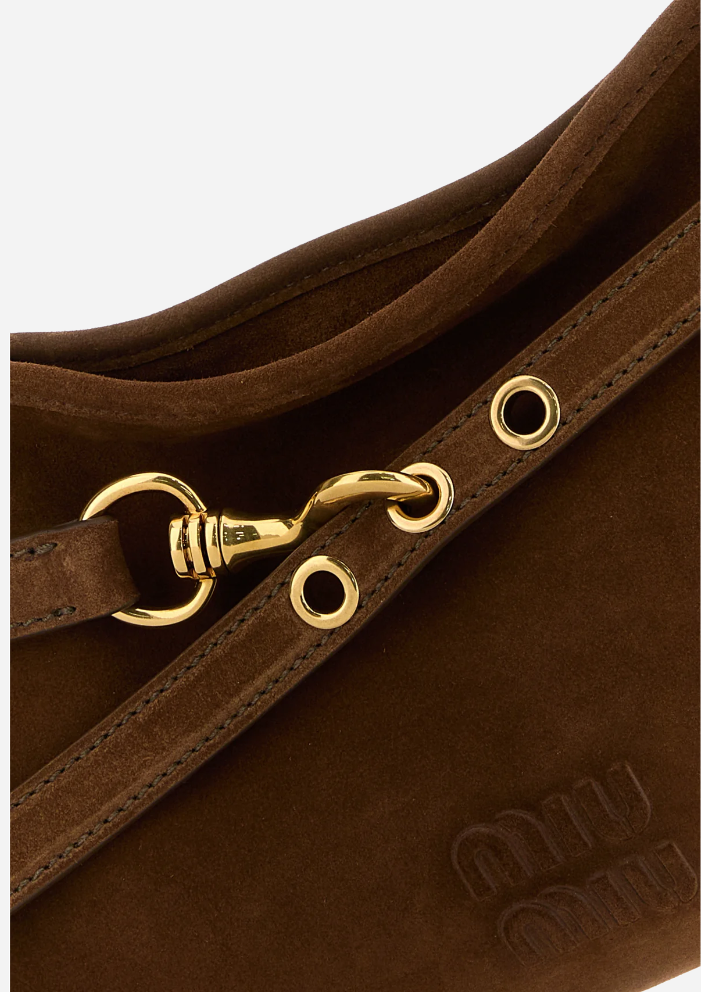 Miu Miu Borsa A Spalla Aventure Marrone in Pelle Scamosciata