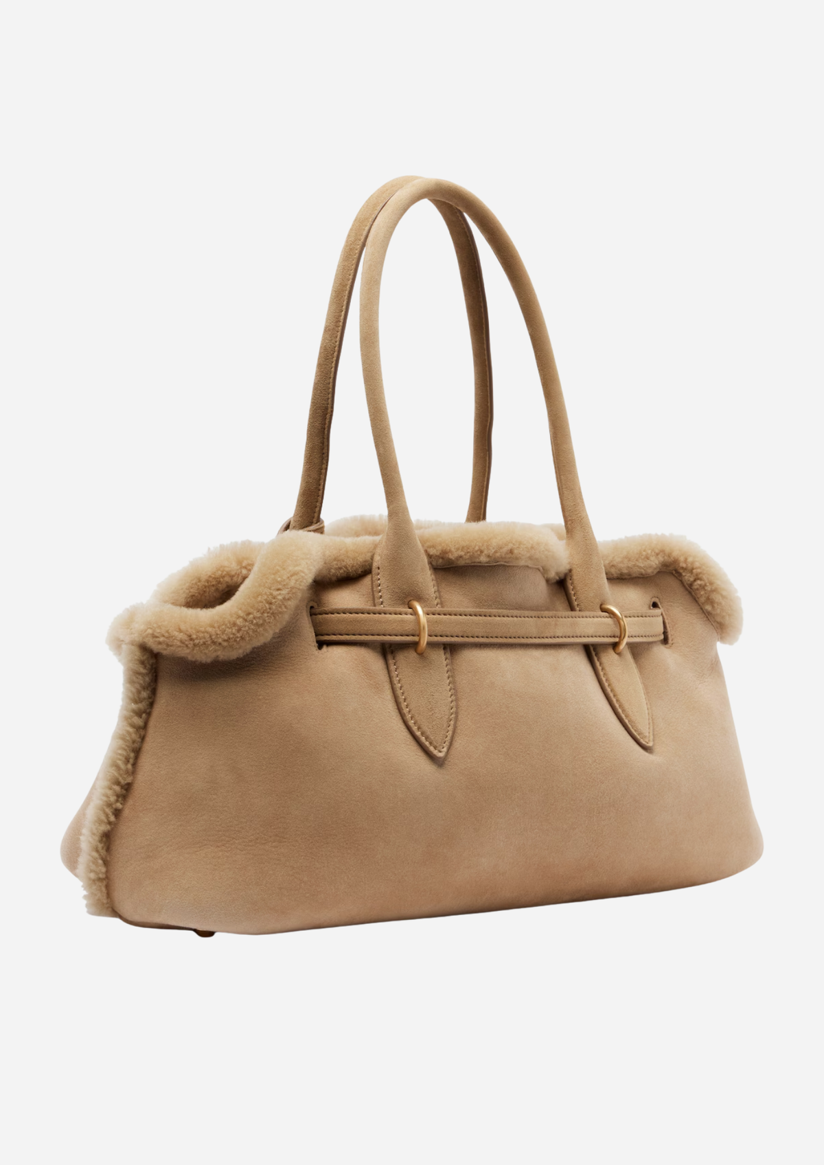 Miu Miu Adventure Borsa Beige in Suede con Shearling