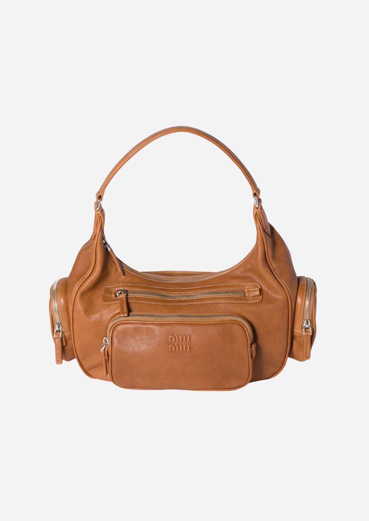 Miu Miu Pocket Borsa Caramello in Nappa Multitasche