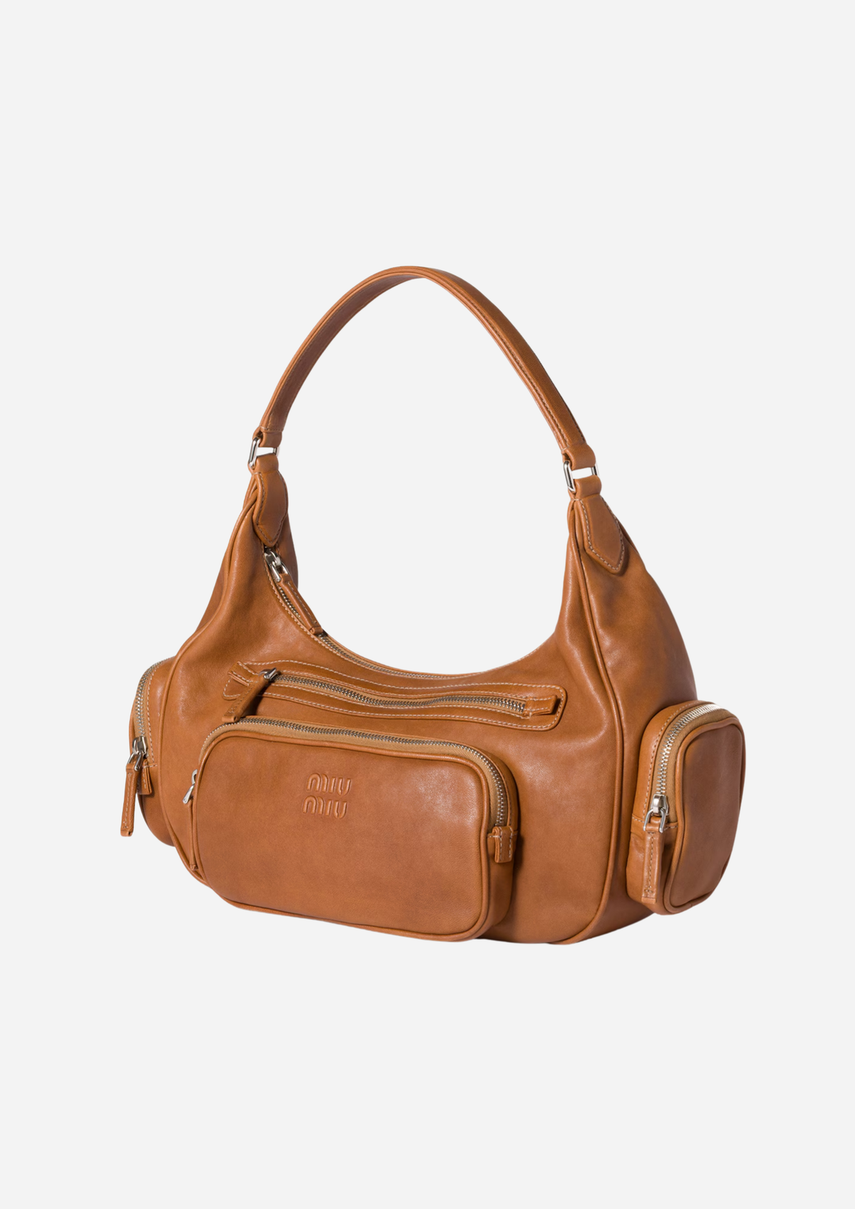 Miu Miu Pocket Borsa Caramello in Nappa Multitasche