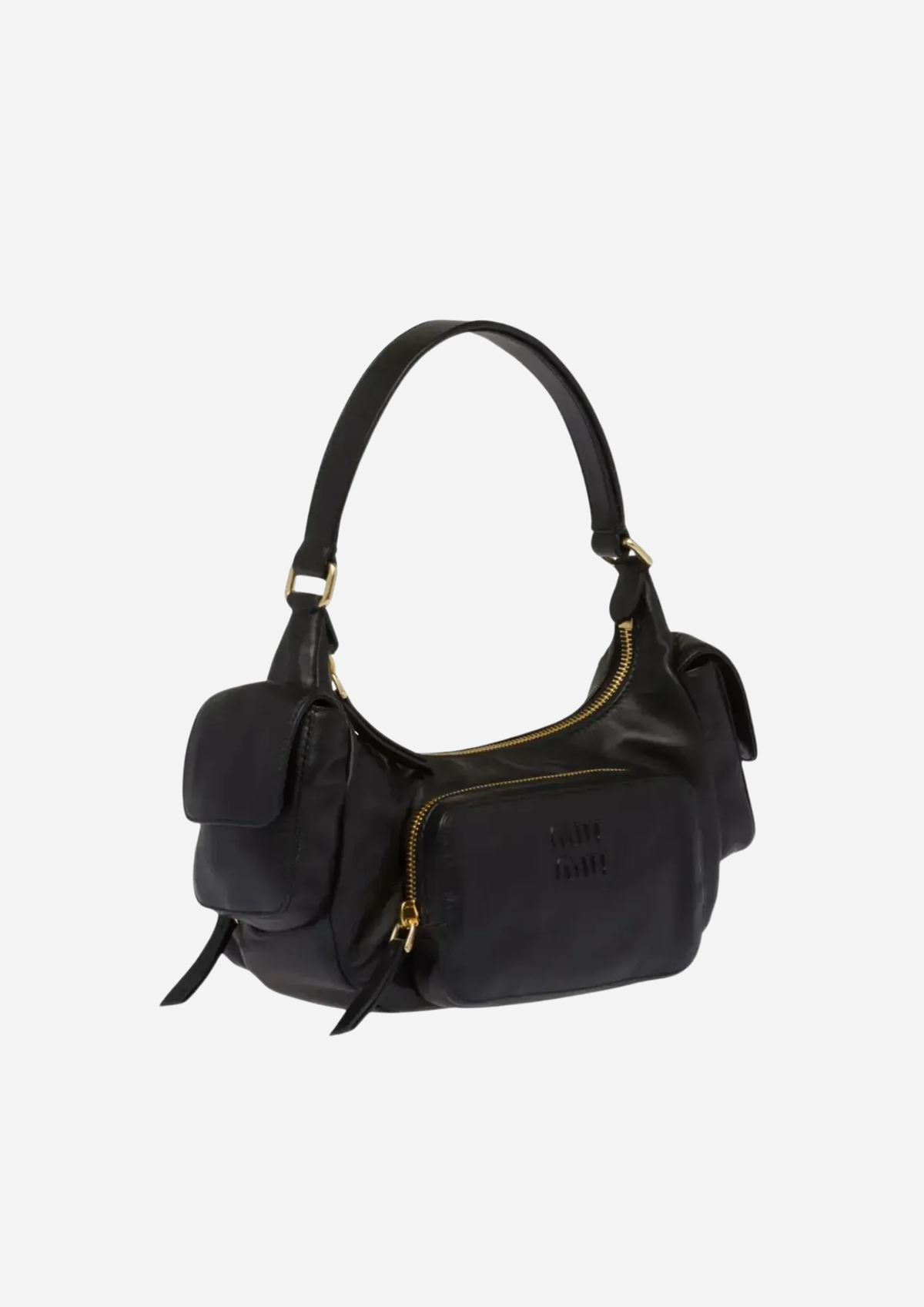 Miu Miu Pocket Borsa Nera in Nappa Multitasche