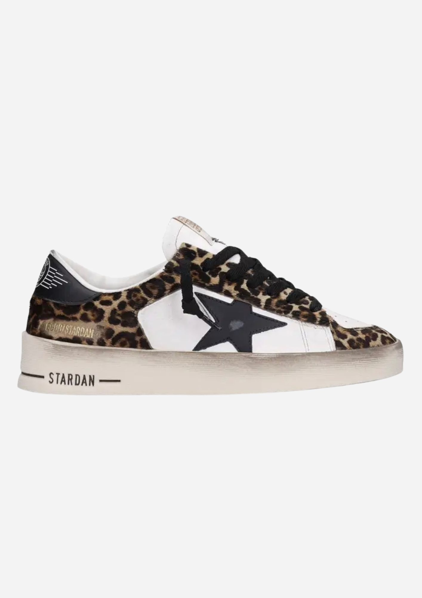GOLDEN GOOSE STARDAN TENNARIT VALKOISESSA NAHKASSA JA LEOPARDIKUOSISESSA HEVOSENNAHASSA