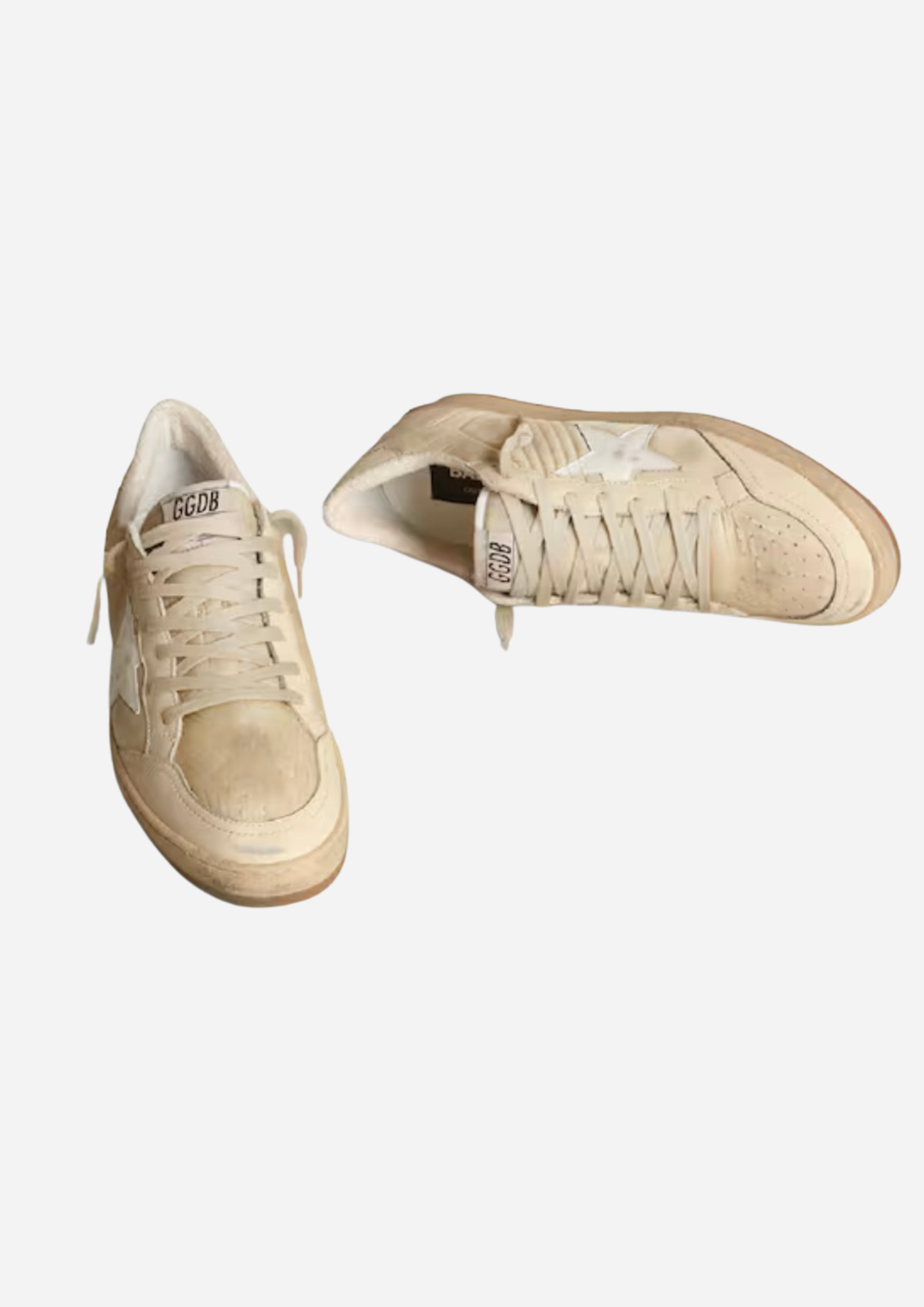 GOLDEN GOOSE BALL STAR HERRE I HVID NYLON MED HVID STJERNE OG HÆLKAPPE