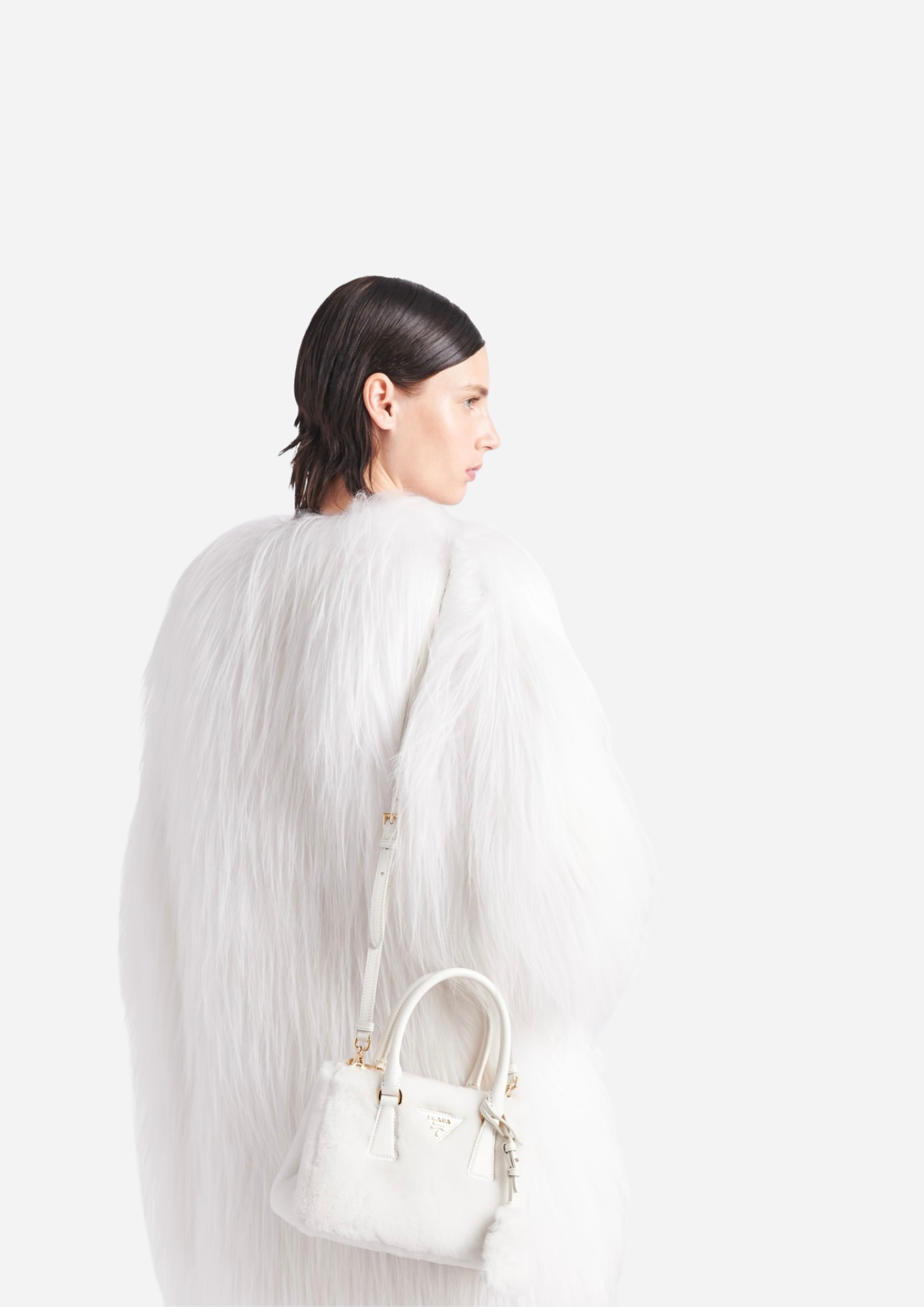 BOLSA PRADA GALLERIA MINI EN MOUTÓN BLANCO