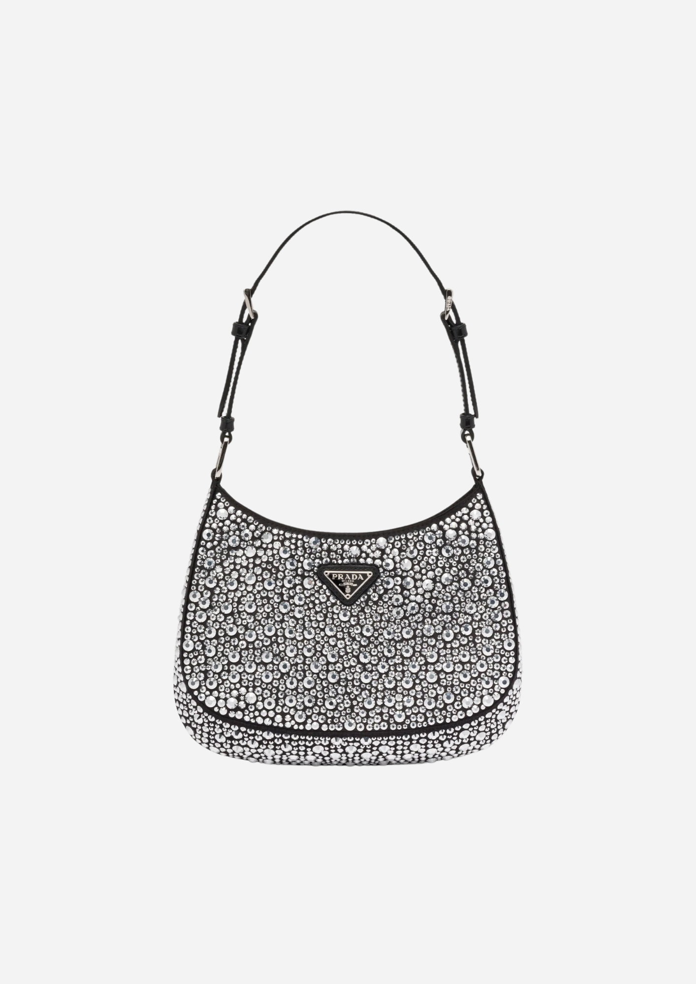 PRADA CLEO BAG IN SATIN WITH METAL CRYSTALS