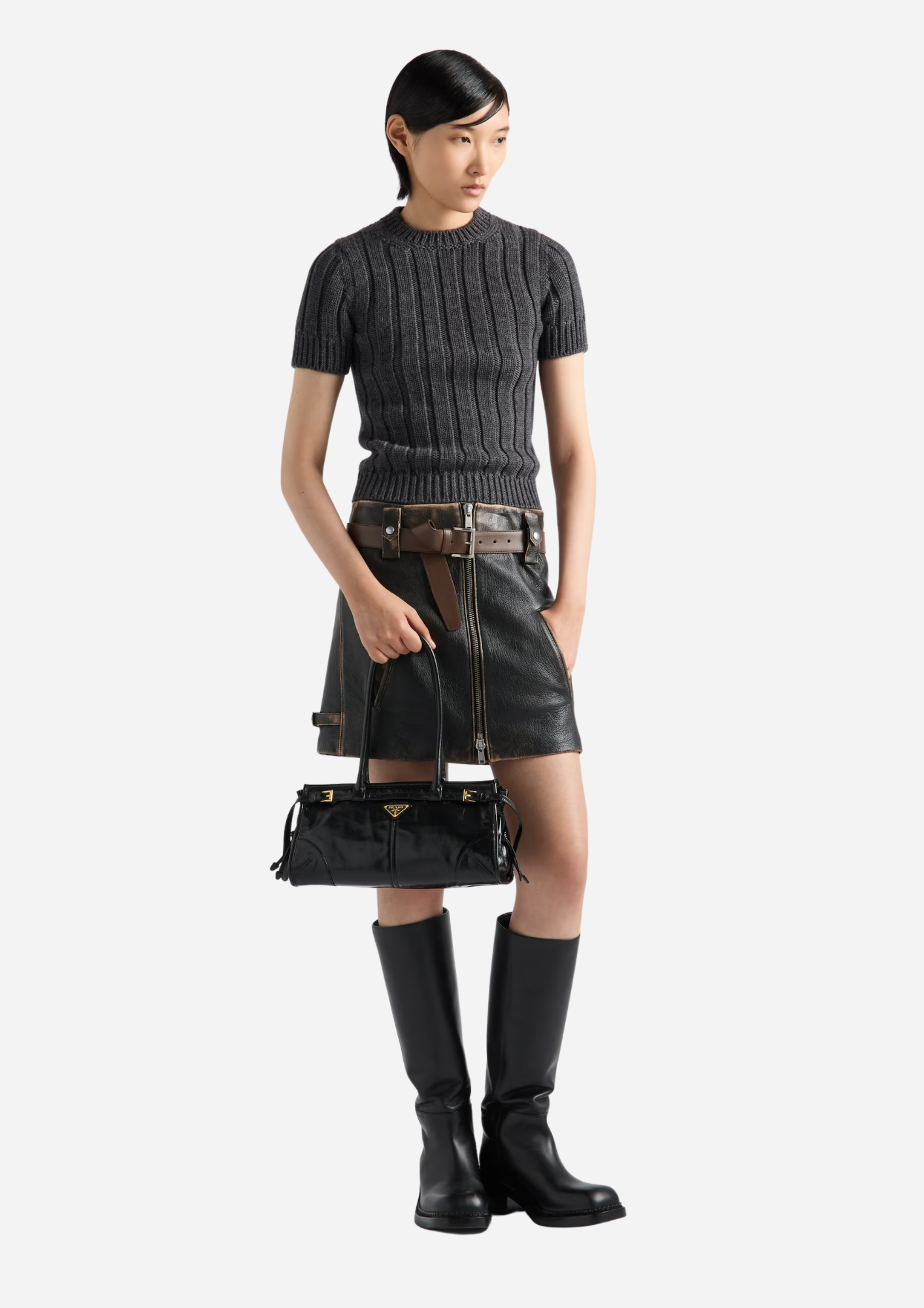 BORSA A MANO PRADA BONNIE MEDIUM IN PELLE NERA