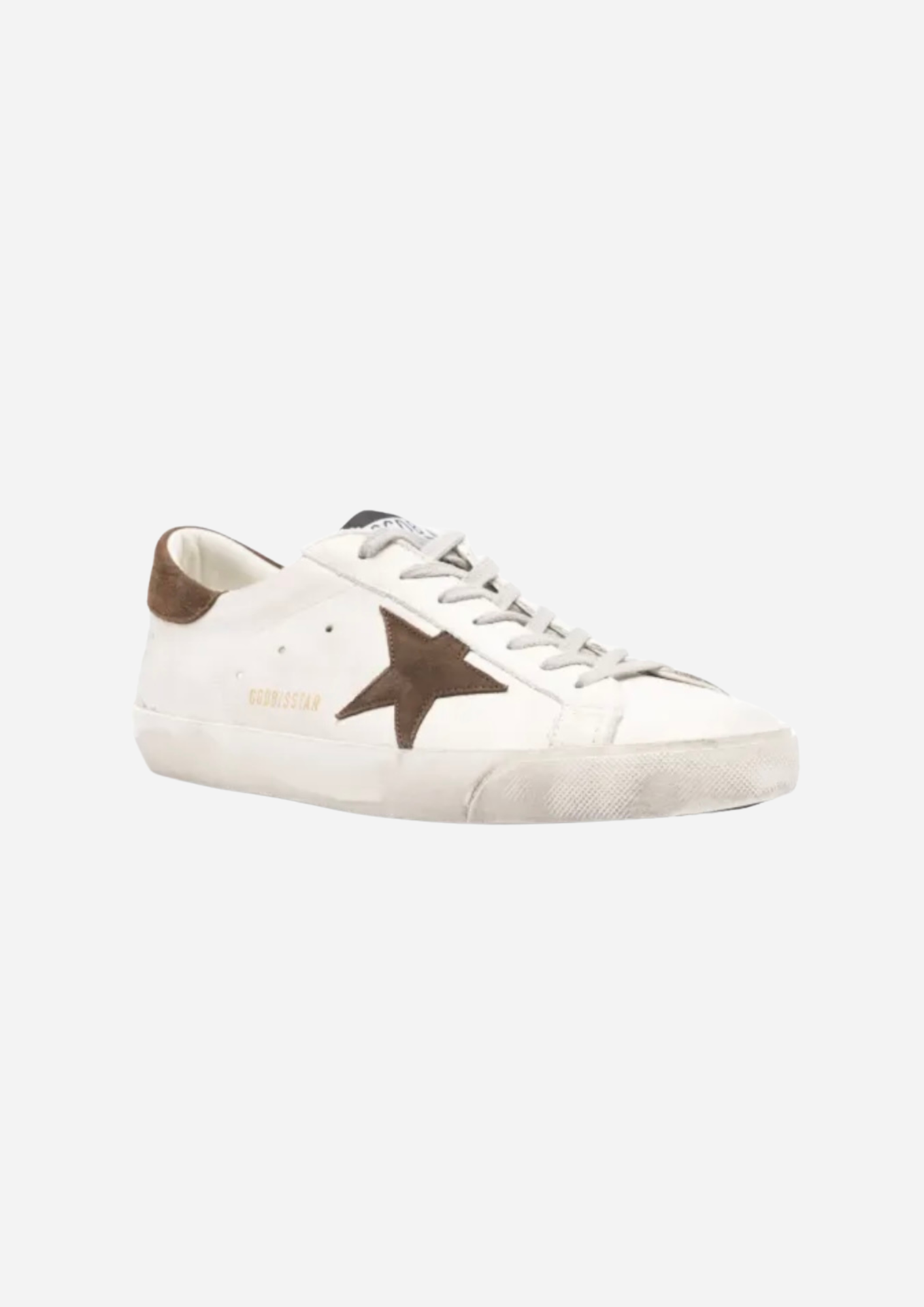 GOLDEN GOOSE SUPER-STAR HERRE I HVITT SKINN MED SUEDE BRUNE HÆLSTJERNE