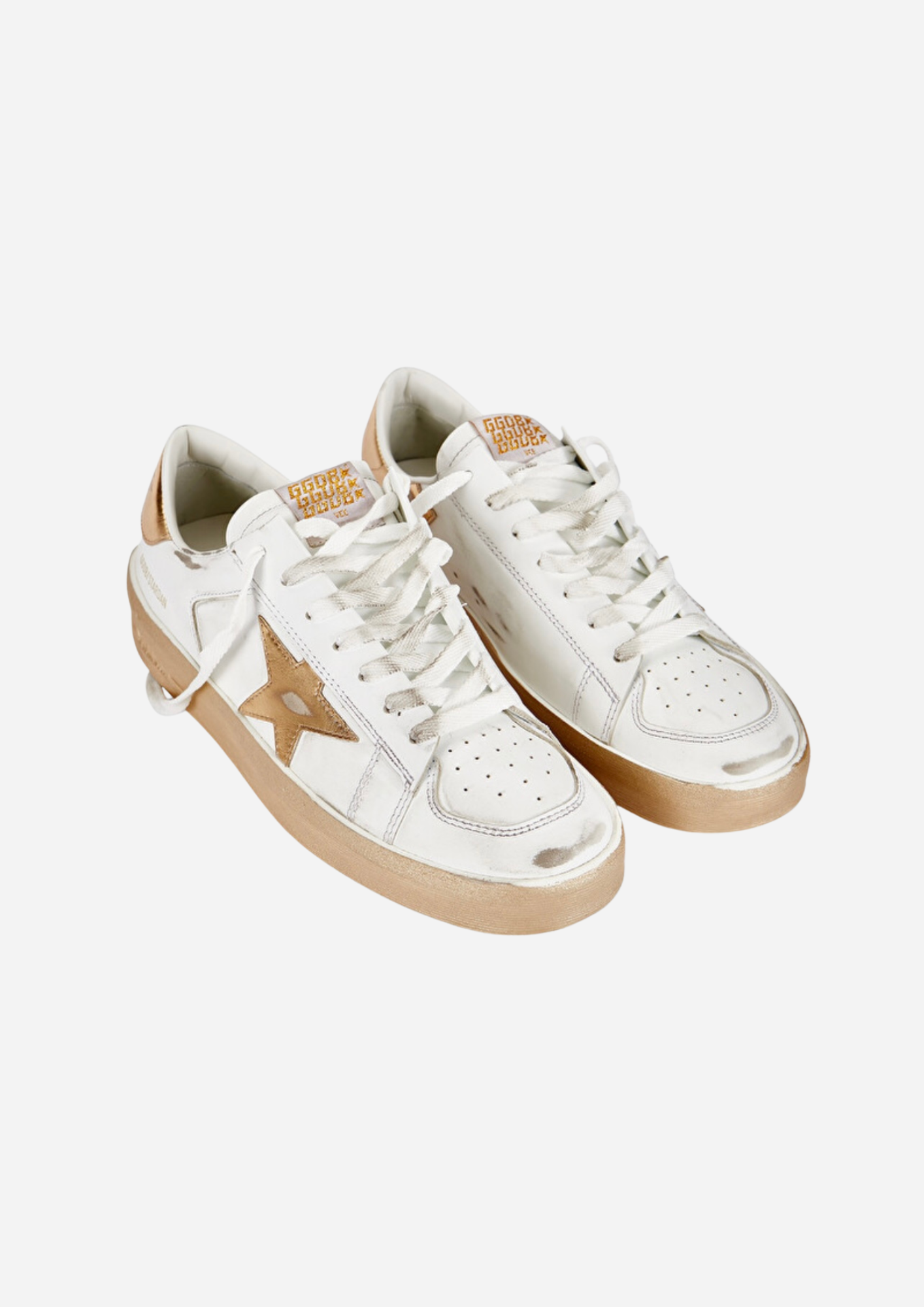 GOLDEN GOOSE STARDAN SNEAKERS AUS WEISSEM LEDER MIT STERN UND GOLDENEM FERSENSTÜCK
