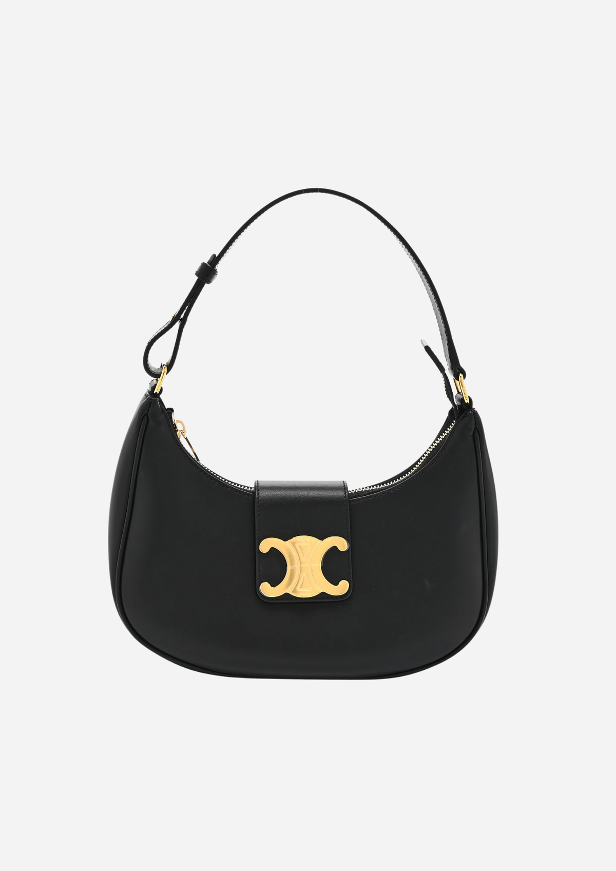 Celine Ava Triomphe Medium nera in pelle di vitello liscia vista frontale