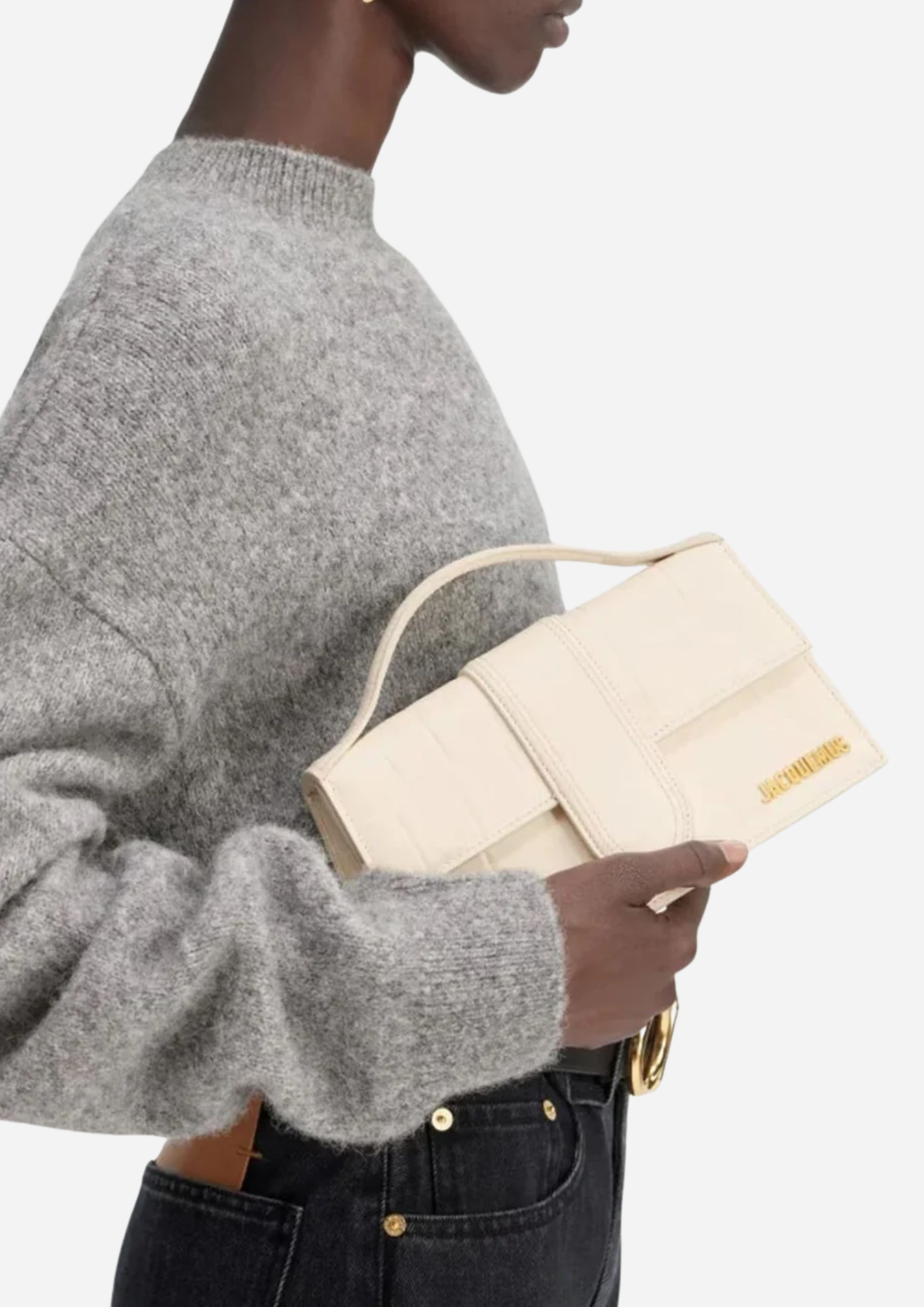 Interno di Jacquemus Le Grand Bambino Bianca Effetto Coccodrillo