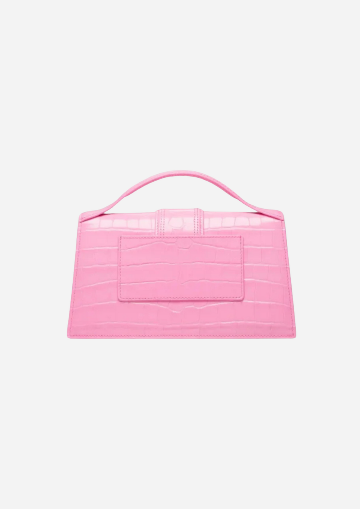 Jacquemus Le Grand Bambino Rosa Effetto Coccodrillo, vista a tre quarti con tracolla