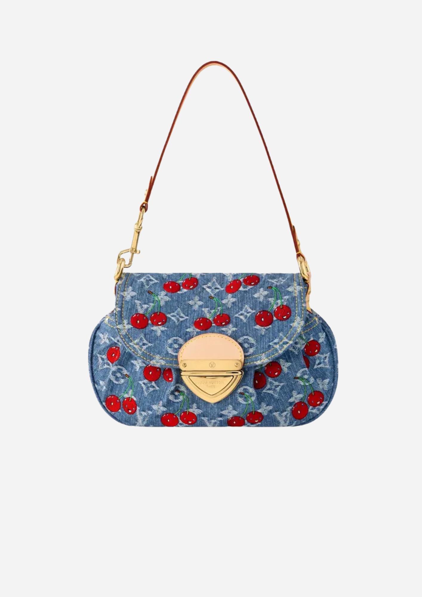 Louis Vuitton x Takashi Murakami Sunset M13680 in denim Monogram vista frontale