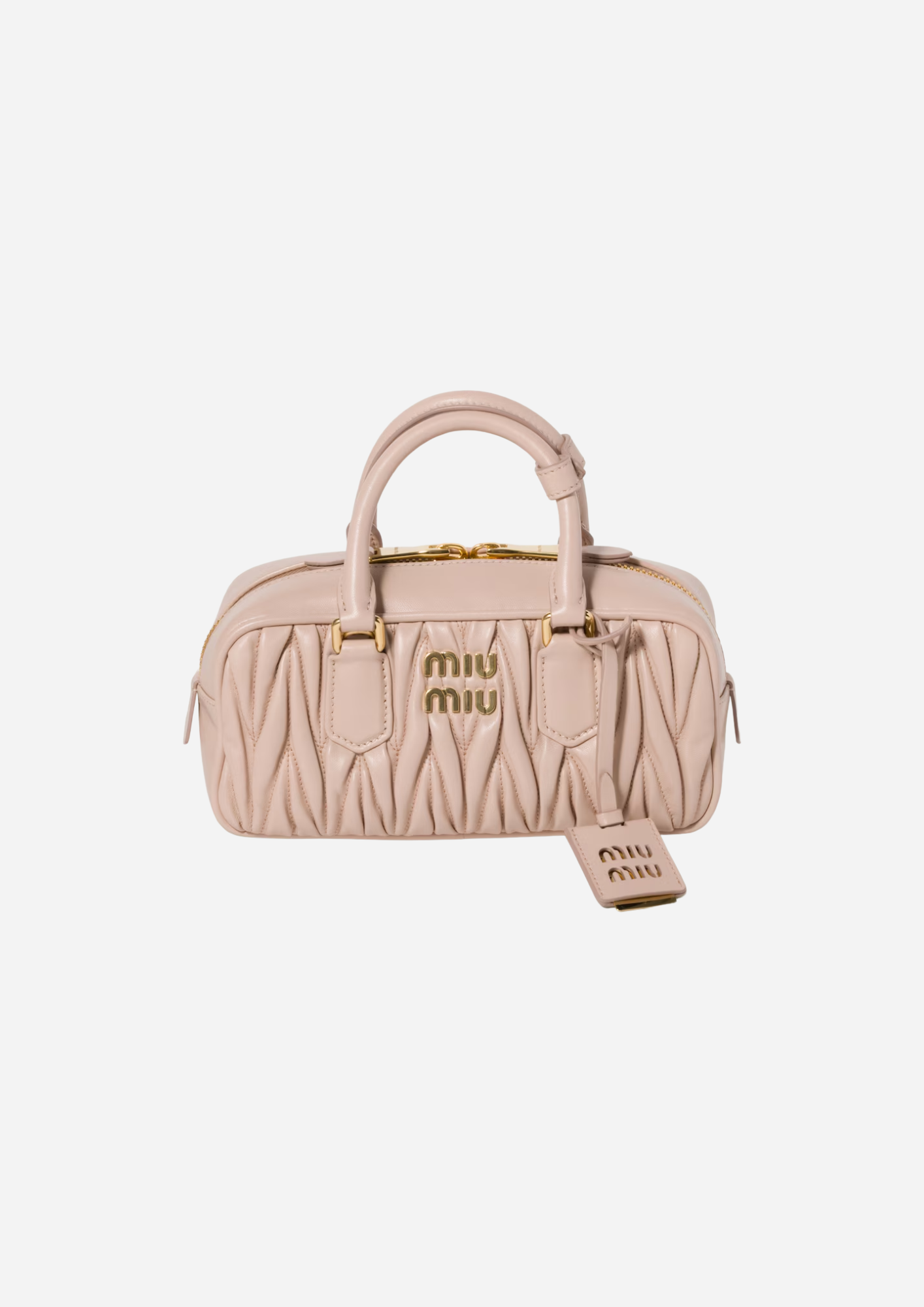 Miu Miu Arcadie Regular Cipria in Nappa Matelassé, vista frontale