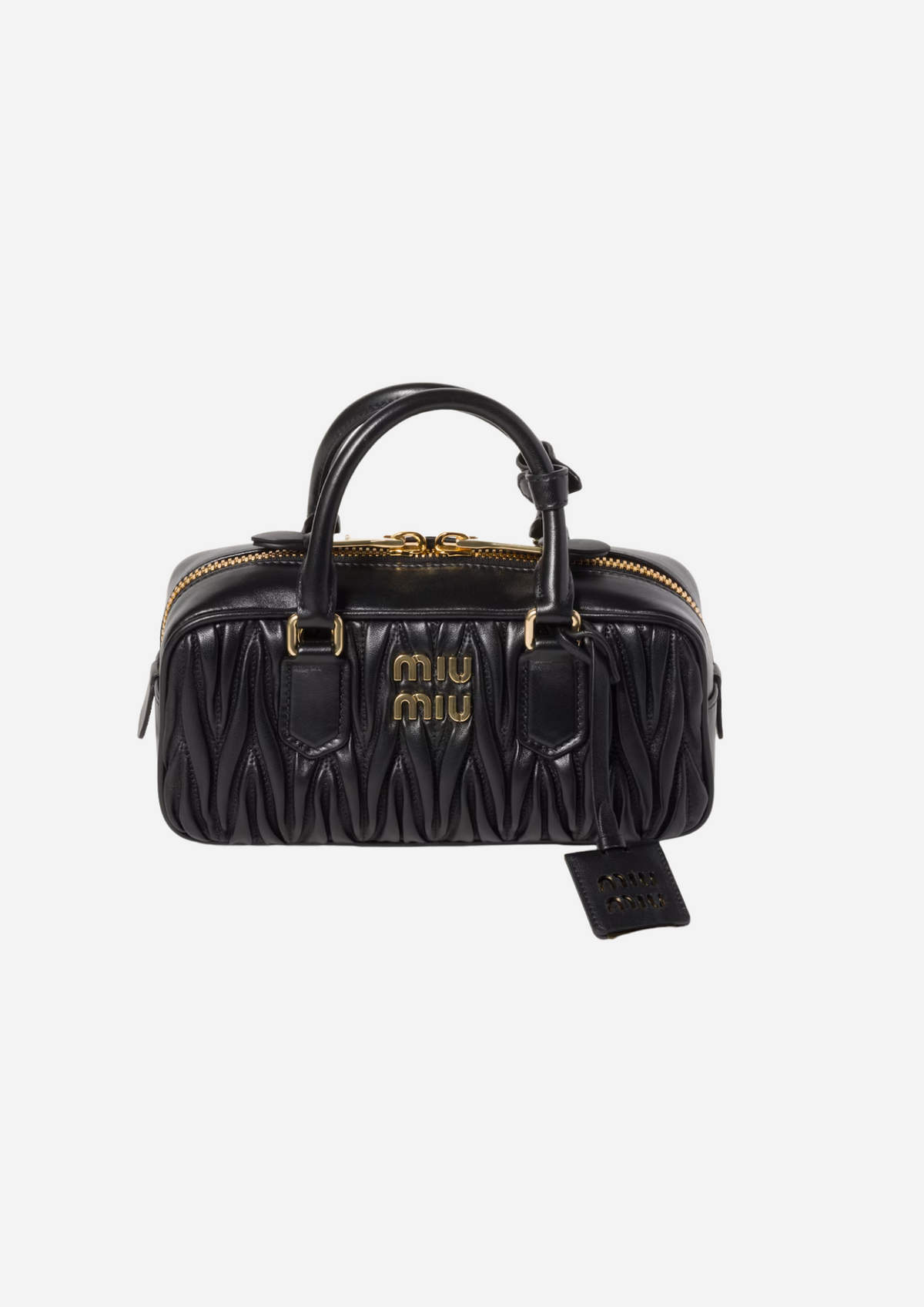 Miu Miu Arcadie Regular Nera in Nappa Matelassé, vista frontale