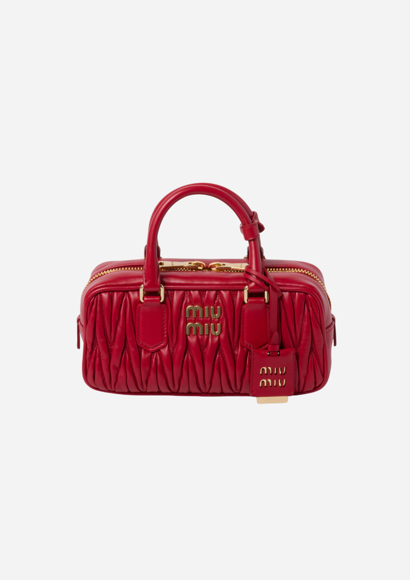 Miu Miu Arcadie Regular Rossa in Nappa Matelassé, vista frontale