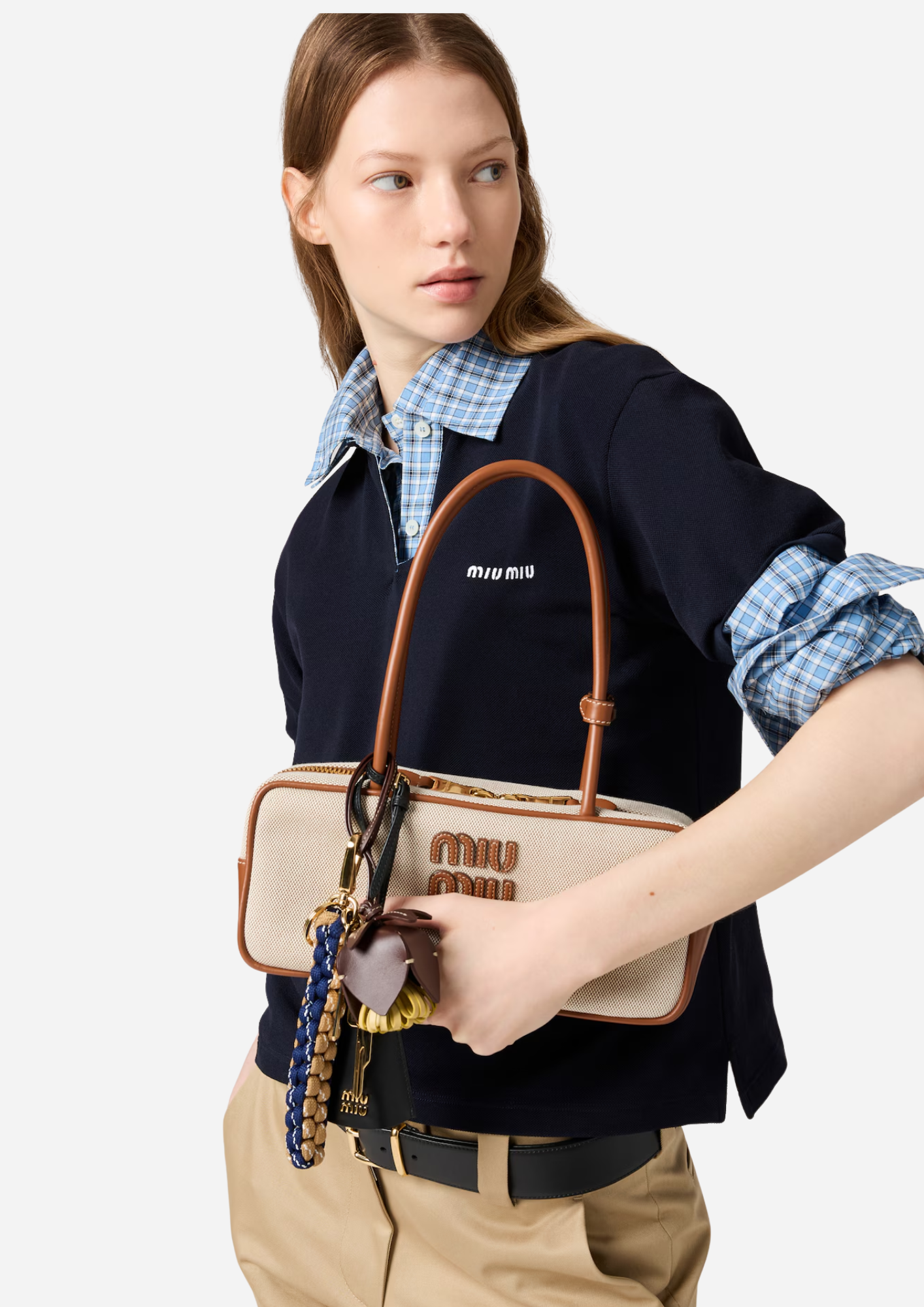 Miu Miu Beau Canvas Beige Brandy - 5BB173_ACRN_F062F_V_OWM | MilanoMarktPlace