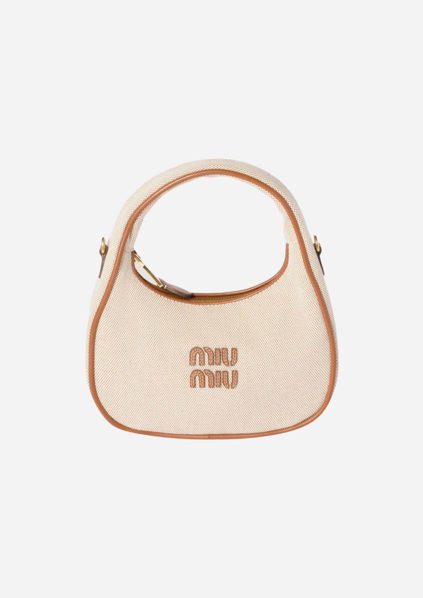 Miu Miu Wander Hobo Canvas Beige - 5BC125ACRNF062F | MilanoMarktPlace