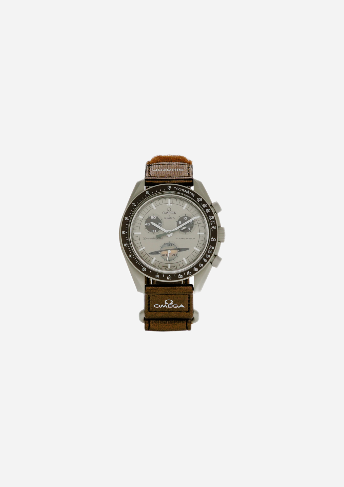 OMEGA x Swatch MoonSwatch Mission to Saturn SO33T100 vista frontale